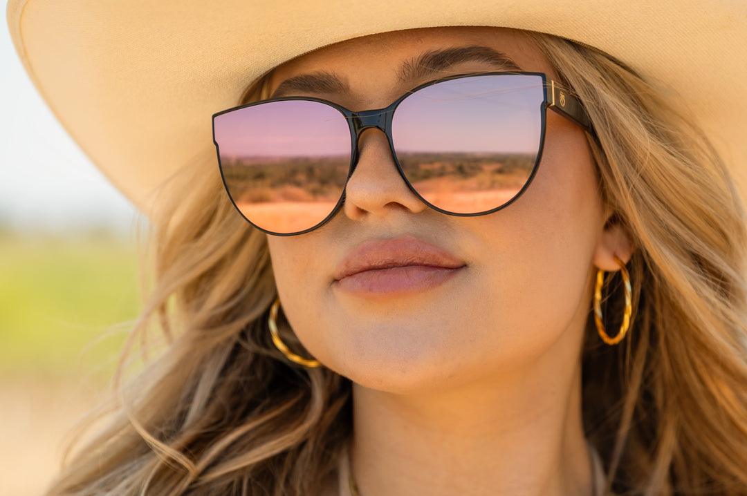CARAT SUNGLASSES for Women & Men - Black Frame with Rose Gold Accents - UV Protection Polarized Lenses - Perfect for Driving, Beach & Outdoor Activities