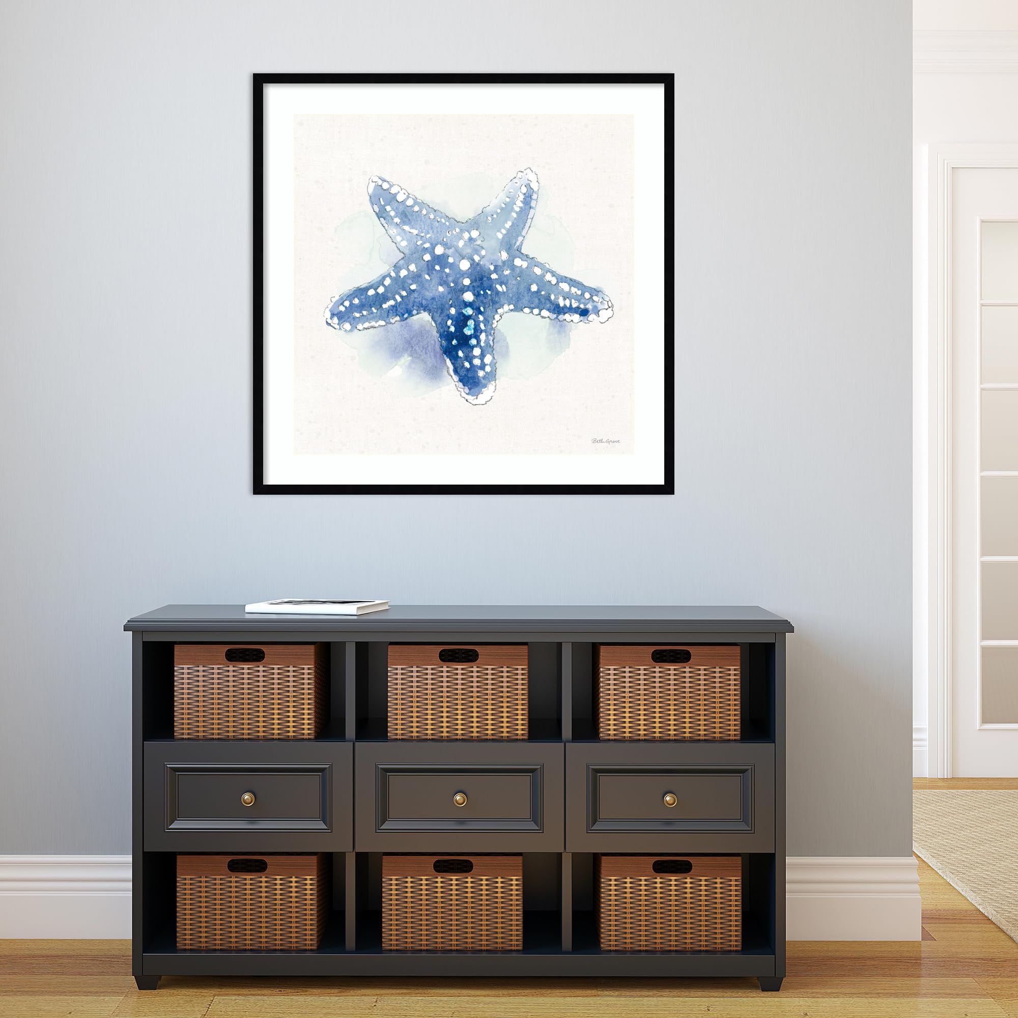 Amanti Art Framed Wall Art Print 33x33 - Seaside VI by Beth Grove | Coastal Animal Wall Decor | Large Beach-Themed Painting for Living Room, Bedroom, Office | Perfect for Nautical & Coastal Interior Design