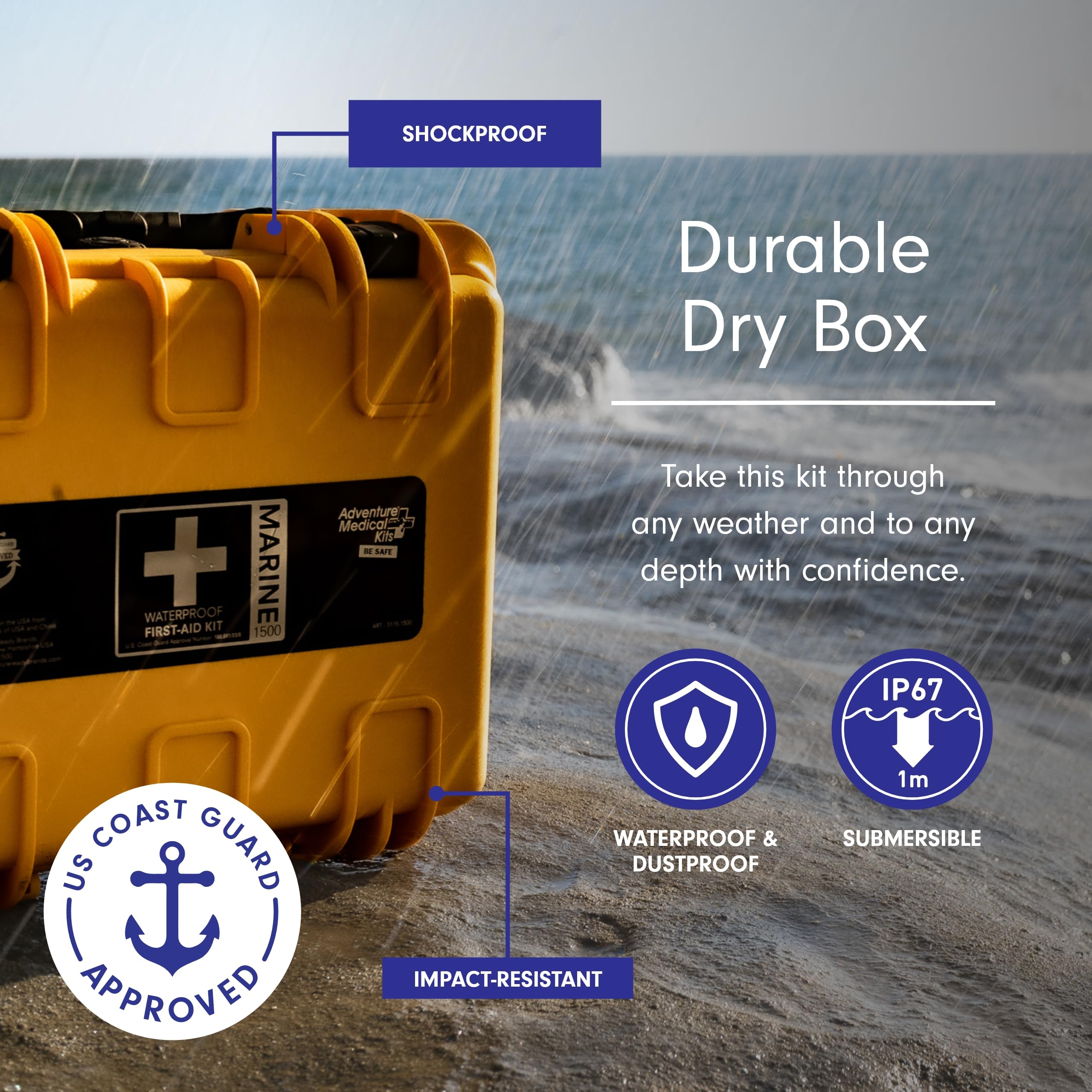 Adventure Medical Kits Marine Series 1500 First Aid Kit - Emergency Boat Medical Supplies for Small Crews | Includes Bandages, Medications, Guide Book & More | Perfect for Boating, Fishing & Marine Adventures