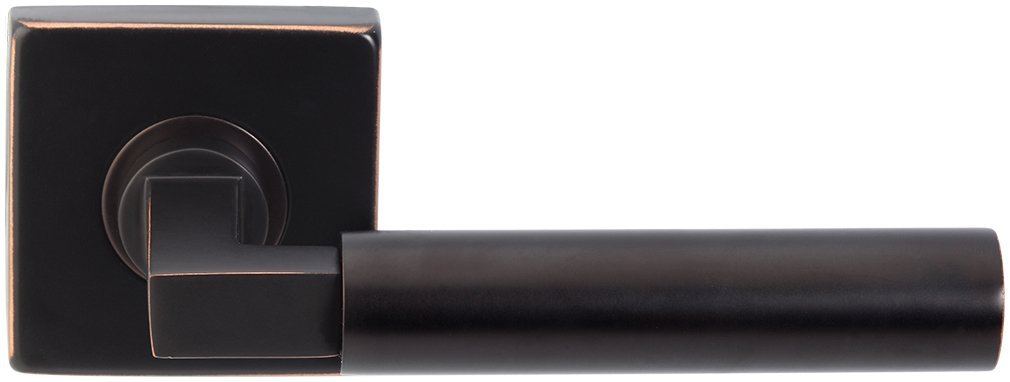 Oil Rubbed Bronze SE221L62-10B SE Rosette Tubular Privacy Latch Set with Aurora Lever, 2-3/8-Inch Backset - Perfect for Bedroom & Bathroom Door Security
