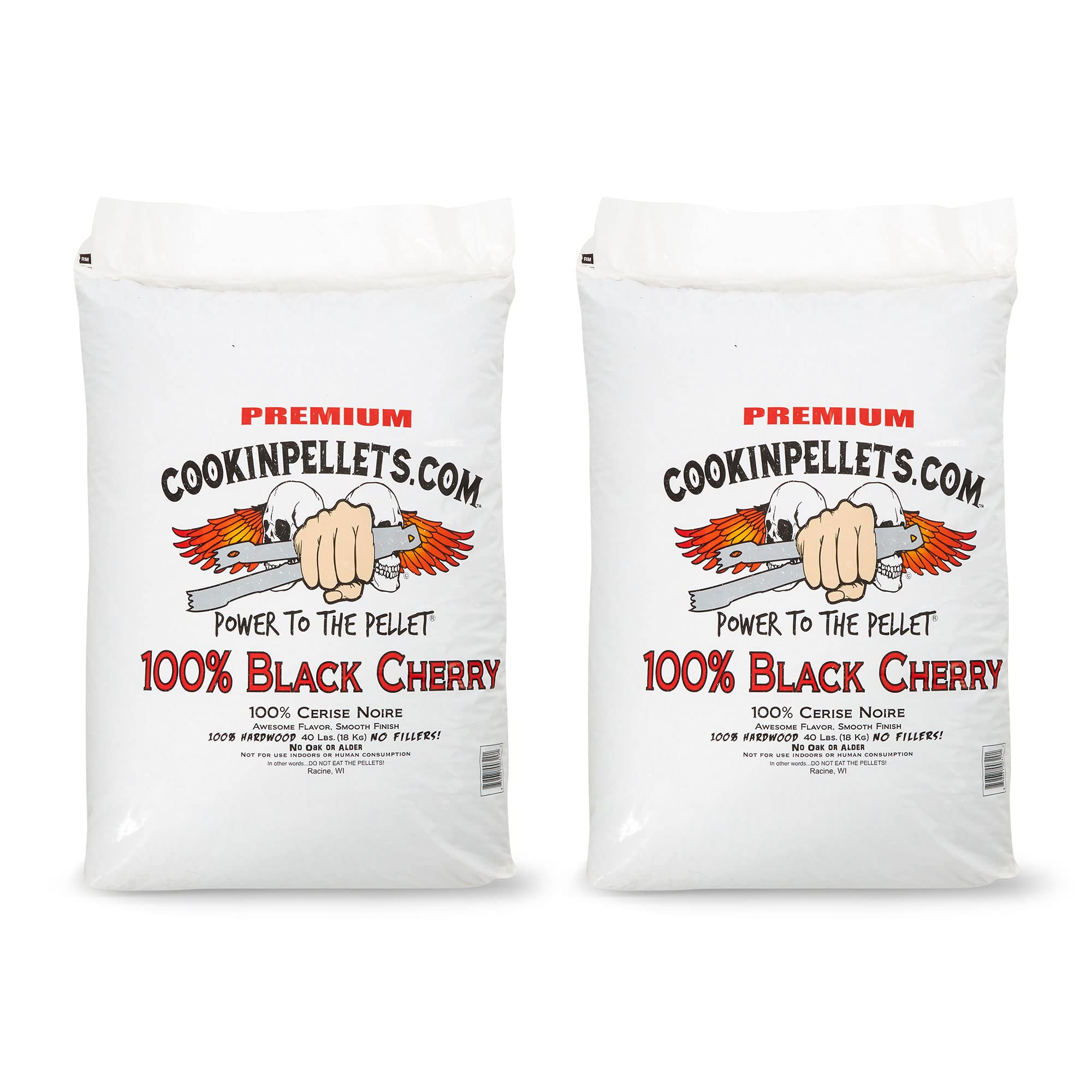 Premium All-Natural Black Cherry Hardwood Pellets for Smoker & Grill - 40 lb (2 Pack) - No Bark or Fillers - Perfect for BBQ, Smoking Meat, Vegetables & Seafood - Ideal for Backyard Grilling, Camping & Outdoor Cooking
