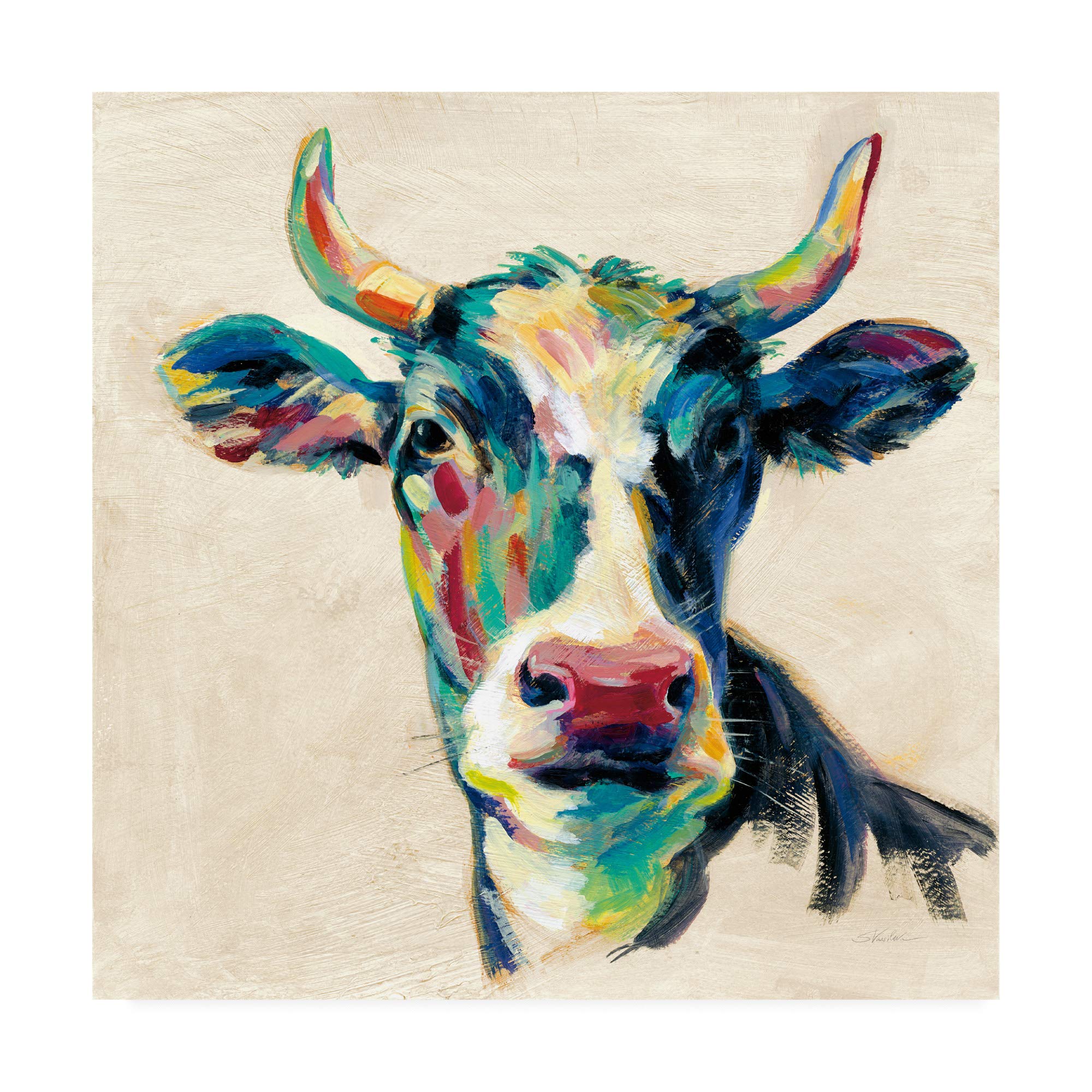 Silvia Vassileva Expressionistic Cow II Art Print - 18x18 Inch Modern Wall Decor for Living Room, Bedroom & Office