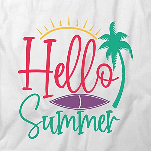 Hello Summer T-Shirt for Women & Men - Soft Cotton Graphic Tee with Trendy Print - White Casual Short Sleeve T-Shirts - Perfect for Beach, Vacation, and Summer Outings