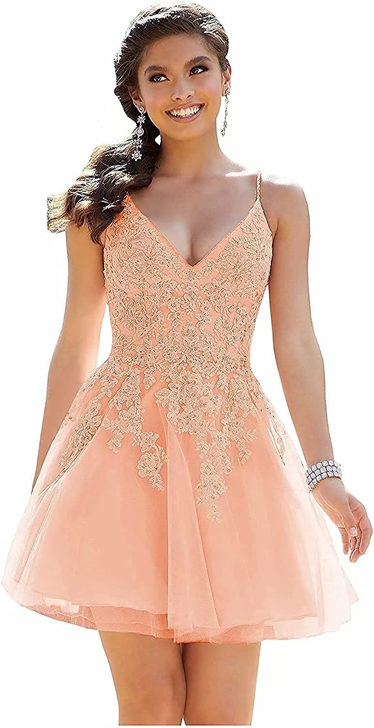 Elegant Lace Prom Dresses for Women - V Neck Short Homecoming Gowns for Evening Parties