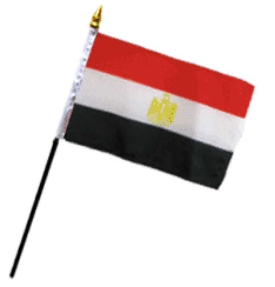 Egyptian 4x6 Inch Mini Desk Stick Flags - Set of 3 Small Handheld Flags for Office Decor, Classroom Learning, International Events & Patriotic Displays