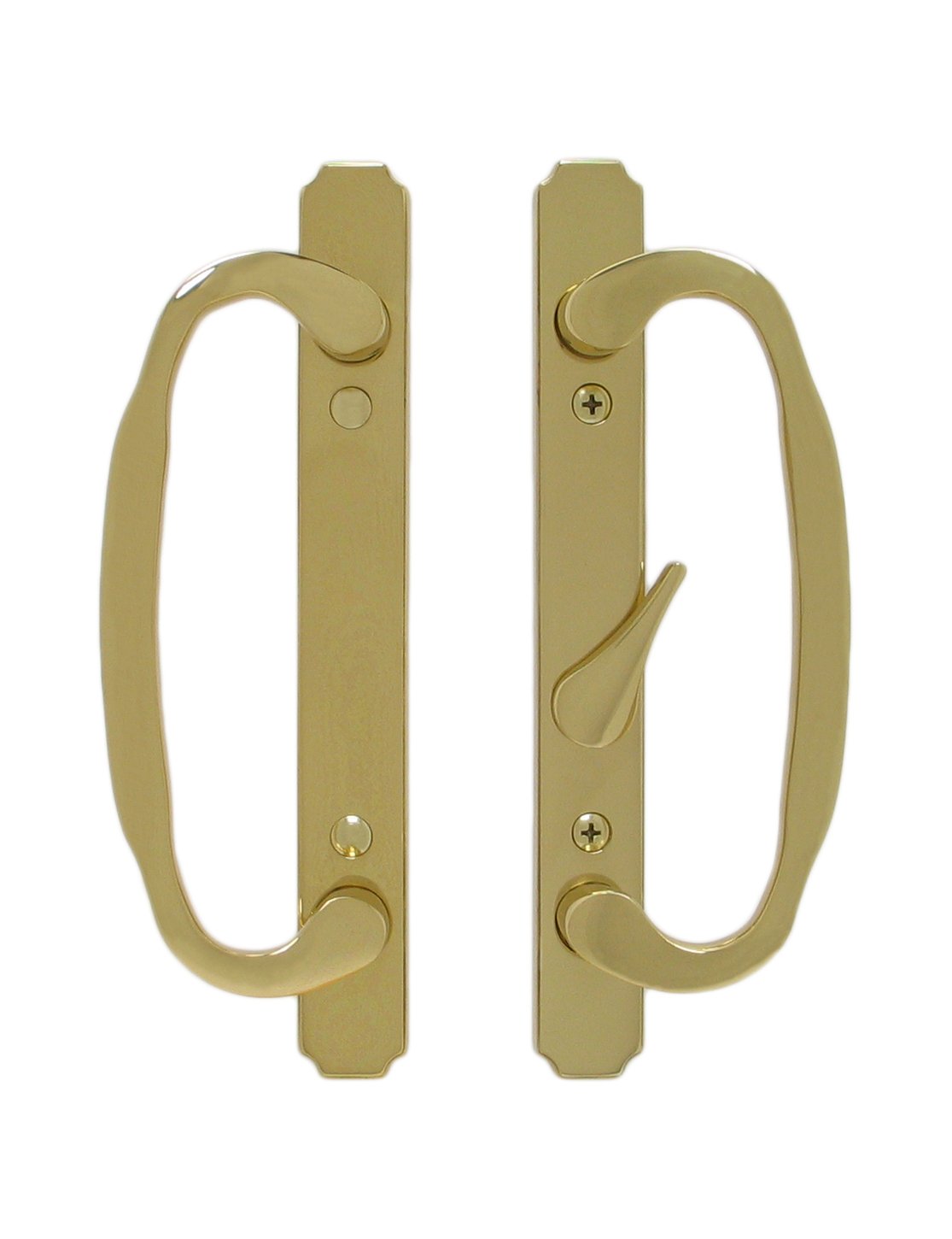 Premium Solid Brass Sliding Glass Door Handle Set with Mortise Lock - Polished Brass Finish, 3-15/16” CTC Screw Holes - Perfect for Patio Doors, French Doors & Shower Enclosures