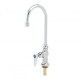 T&S Brass B-0305 Stainless Steel Deck Mount Single Handle Pantry Faucet with Rigid Gooseneck & Stream Regulator - Perfect for Commercial Kitchens, Bars, and Restaurant Prep Areas