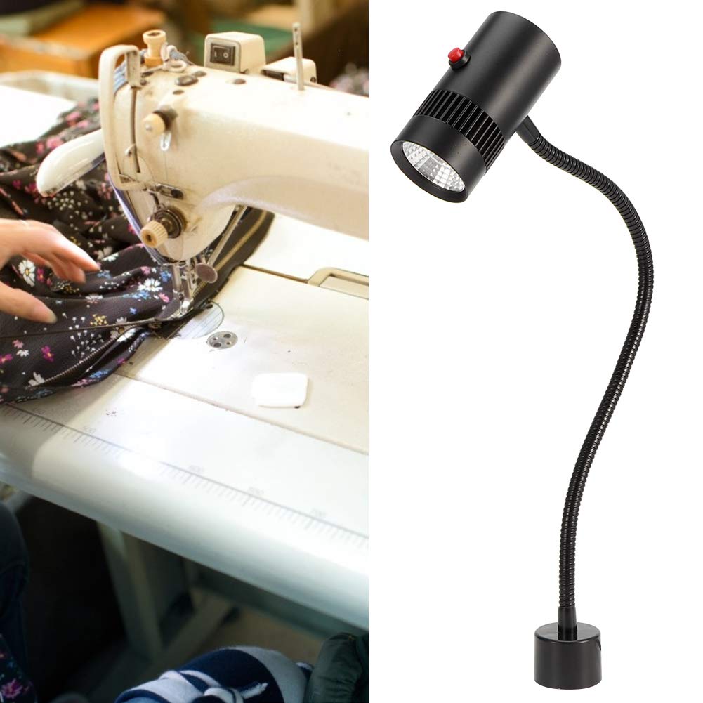 LED Sewing Machine Light with Magnetic Base & Adjustable Gooseneck - 7W Cold White Work Lamp for CNC, Milling & Sewing (110-220V US Plug) - Perfect for Crafting, DIY Projects & Precision Work