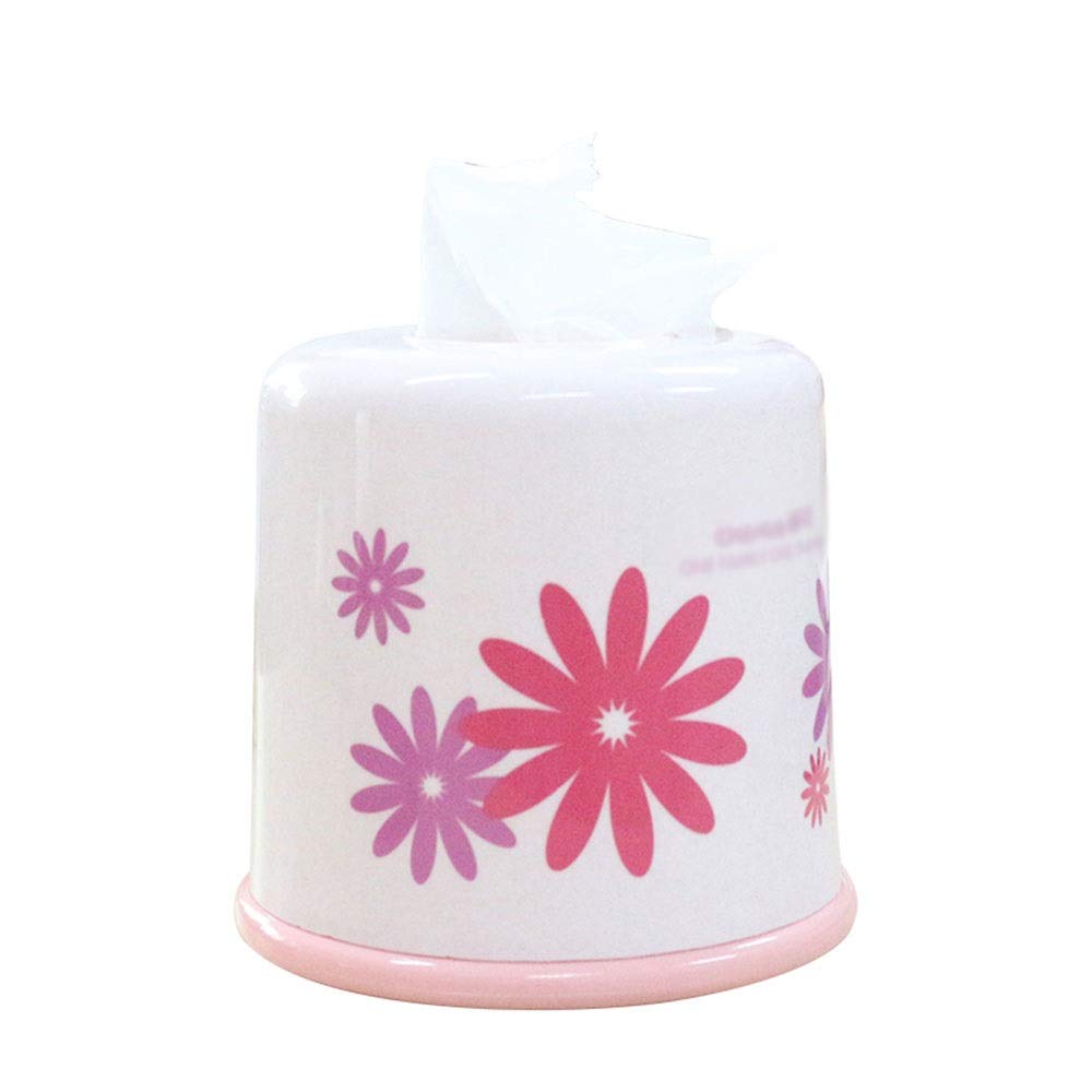 Pink Round Plastic Tissue Box Cover Holder for Bathroom Vanity & Living Room - Simple Lovely Design for Paper Towel & Roll Storage - Perfect for Countertops, Home Decor, and Household Organization