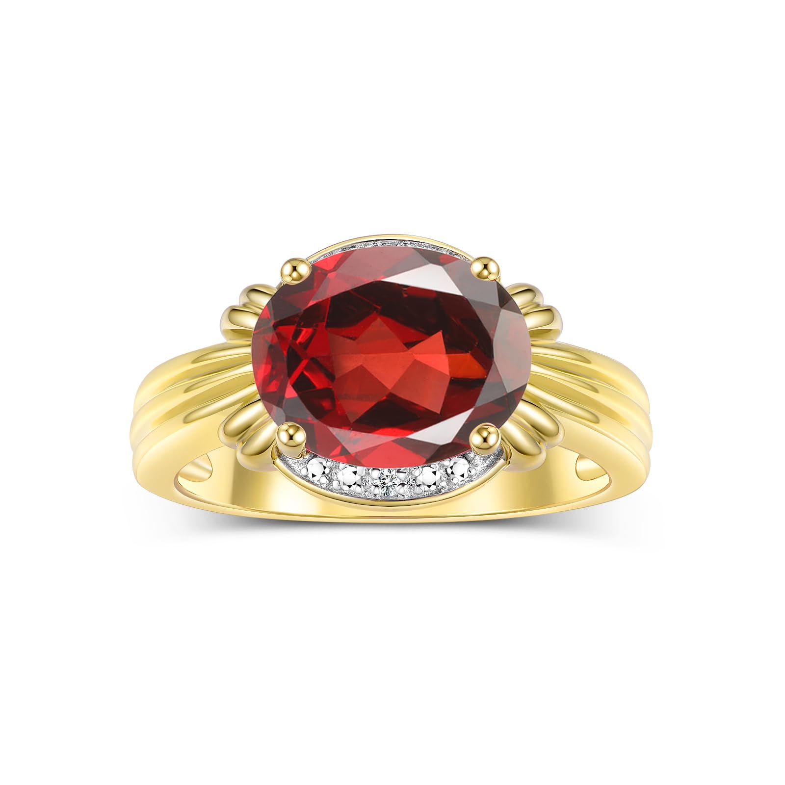 Rylos 12X10MM Gemstone & Diamond Ring for Women – Elegant Yellow Gold Plated Silver Jewelry – Perfect for Middle or Pointer Finger – Sizes 5-13 – Ideal for Weddings, Anniversaries & Special Occasions