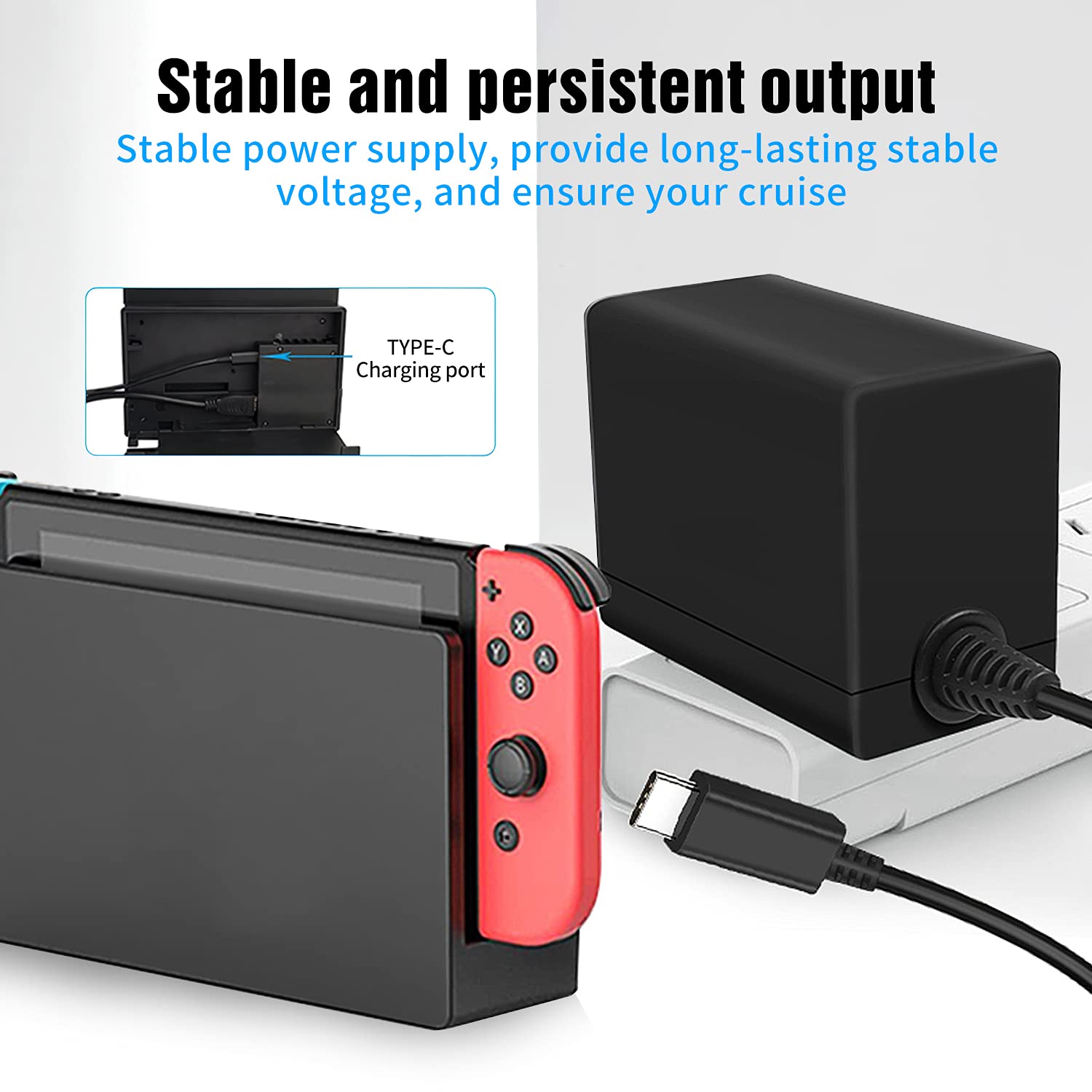 Original Nintendo Switch AC Adapter 15V 2.6A Power Cord - Fast Charging USB-C Power Supply for Switch/Switch Lite/Switch OLED & Compatible Devices (Black) - Perfect for Gaming, Travel & Home Use