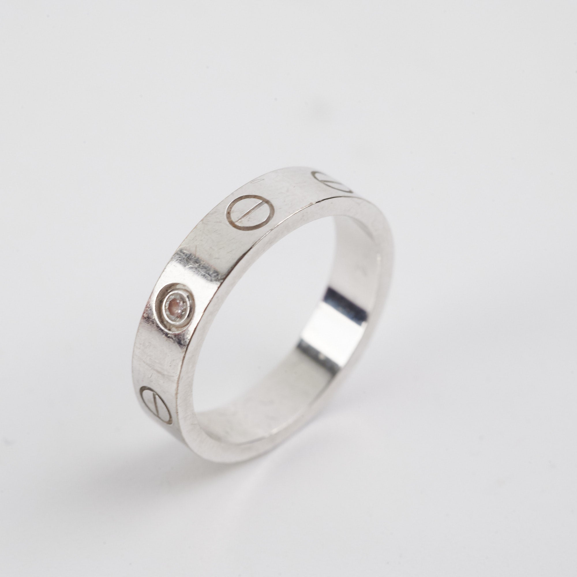 Cartier Love Wedding Band Ring with Diamonds - Size 50 (US 5.5) - 18K White Gold Bridal Ring for Women - Perfect for Engagement, Anniversary & Special Occasions