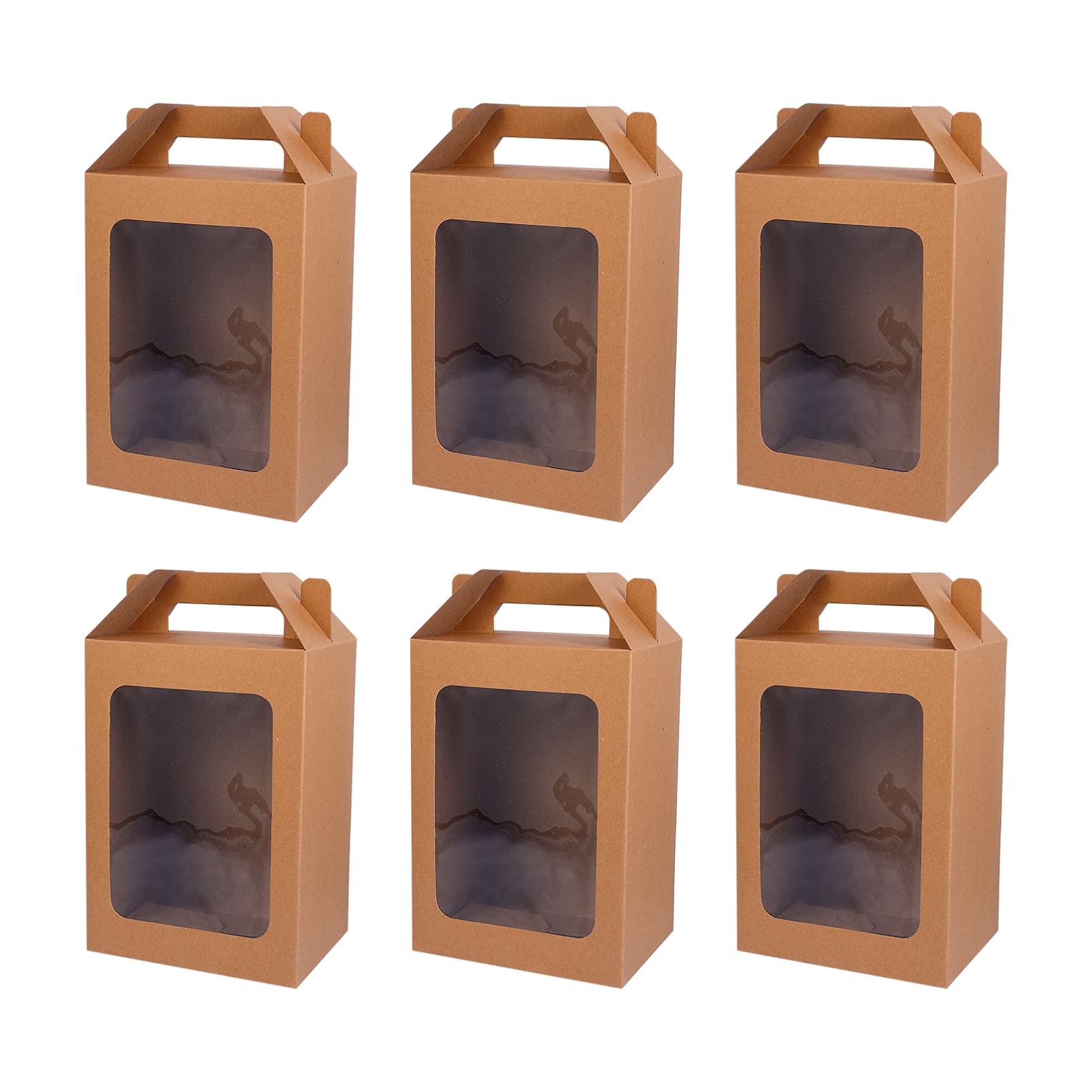 6Pcs Brown Bakery Bags with Window - Kraft Food Packaging for Bread, Cookies & Coffee | Eco-Friendly Loaf Bags, Treat Bags & Storage Bags for Bakeries, Cafes & Home Use