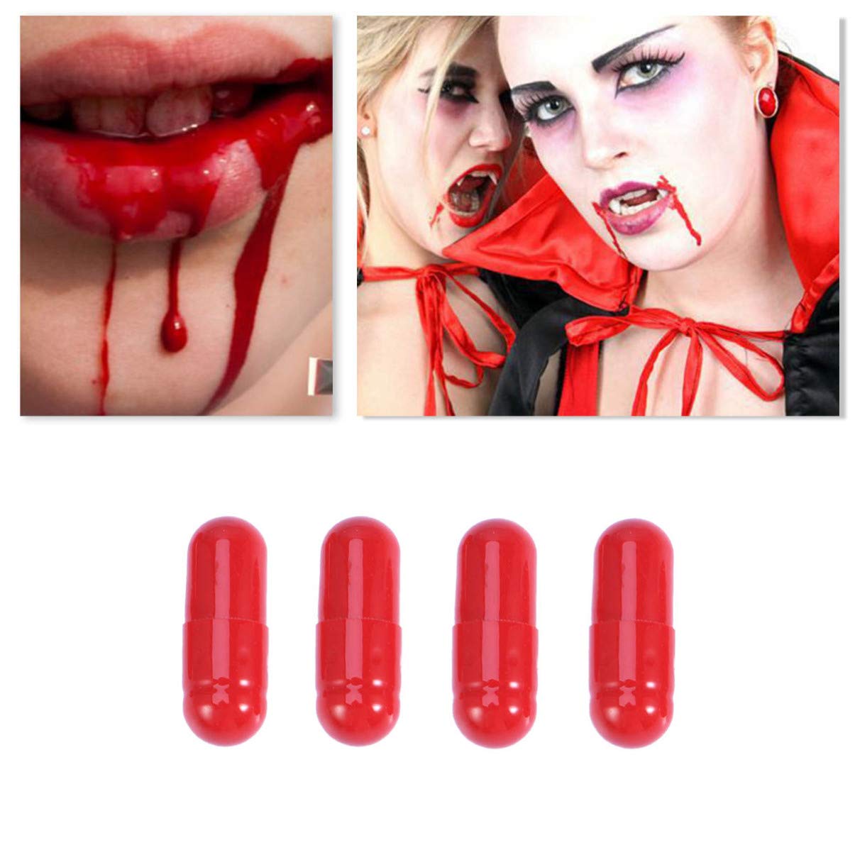 Happyyami 12pcs Fake Blood Powder & Blood Pills - Realistic Halloween Prank Accessories for Scary Makeup, Party Tricks & Horror Cosplay - Perfect for Haunted Houses, Movie Effects & Practical Jokes