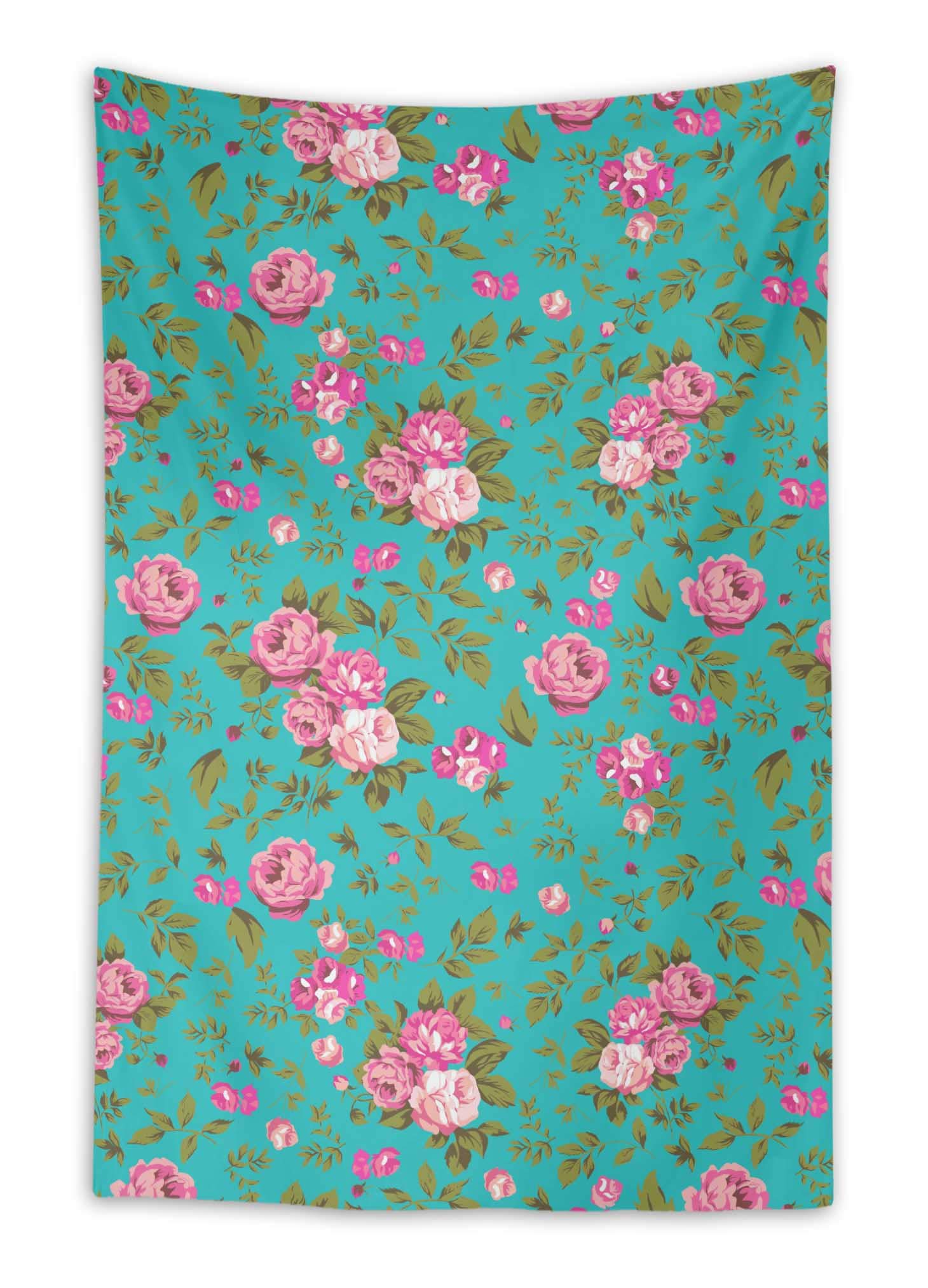 58 x 58 Inch Green Leaves & Begonia Floral Digital Printed Tapestry - Elegant Wall Hanging Decor for Bedroom, Living Room, Dorm | Perfect for Boho, Aesthetic Home Decor & Photo Backdrops