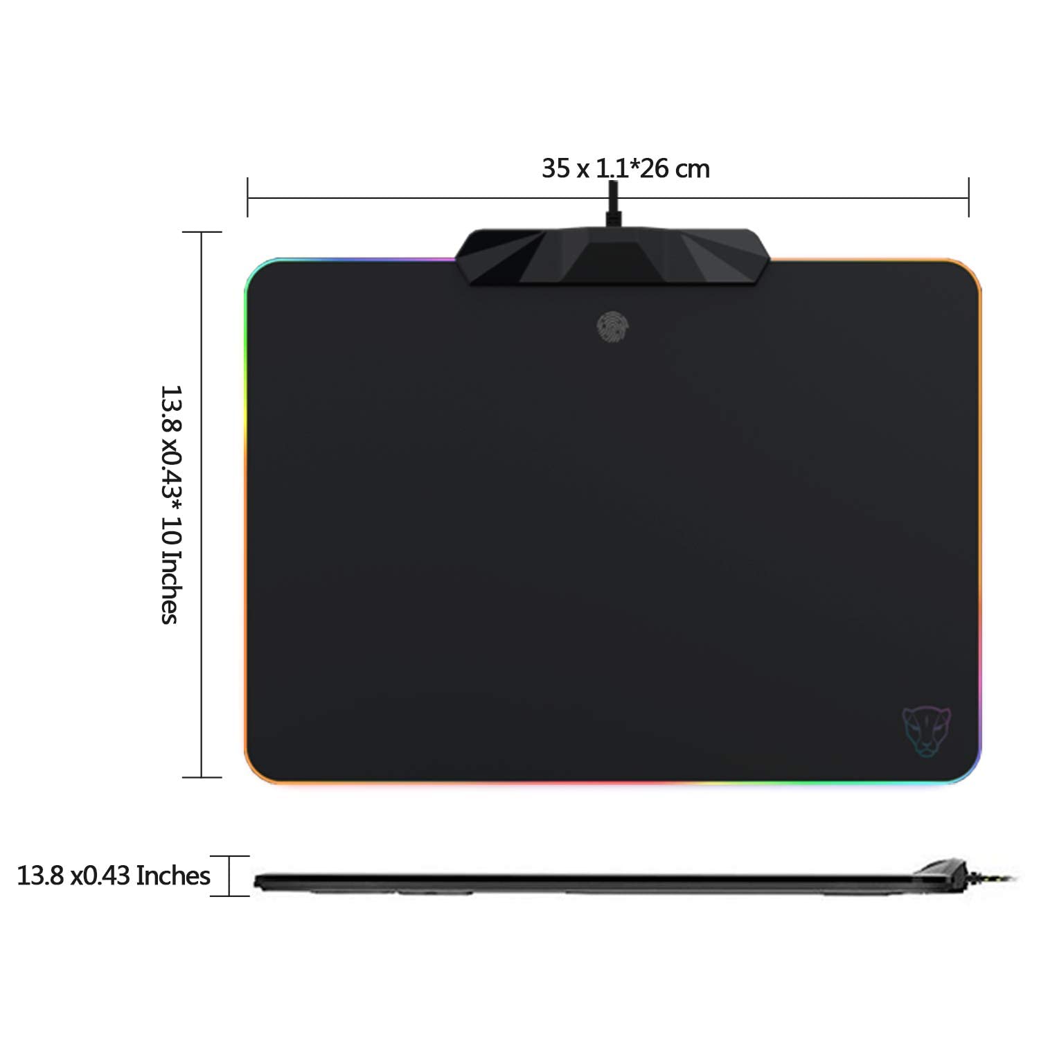 MOTOSPEED RGB Gaming Mouse Pad with LED Lighting Effects - Wired Hard Surface Mouse Mat for PC, Laptop, Computer Games (13.8x9.8 Inch) - Perfect for Esports, FPS, MMO Gaming & Office Work