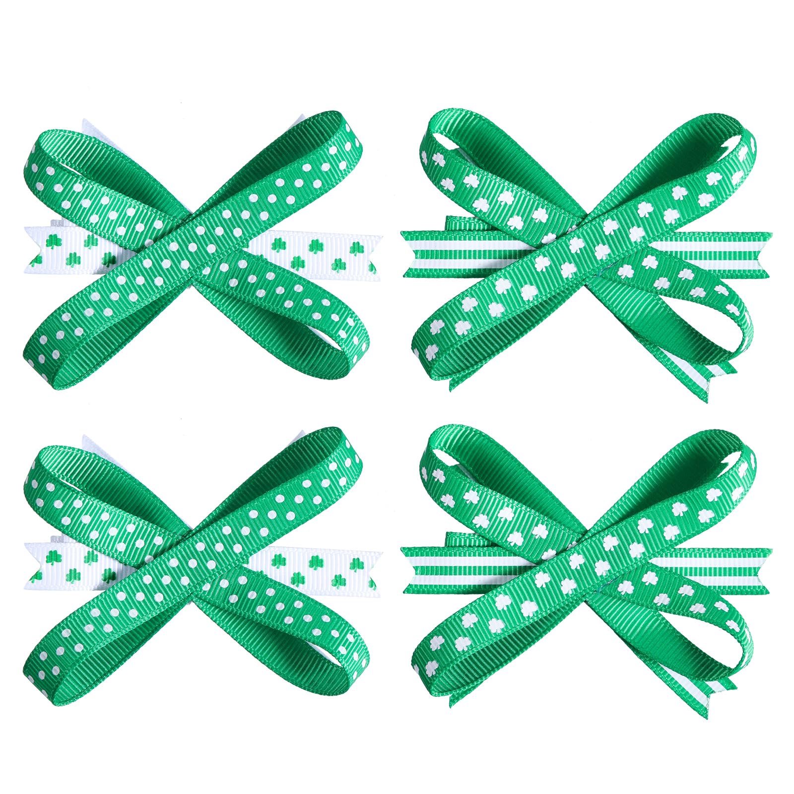 St. Patrick's Day Hair Bow Clips - Shamrock Alligator Barrettes, Irish Green Clover Hair Pins for Women, Girls, Teens & Toddlers - Perfect for St. Patty's Day Parties, Costumes & Cheerleading Accessories