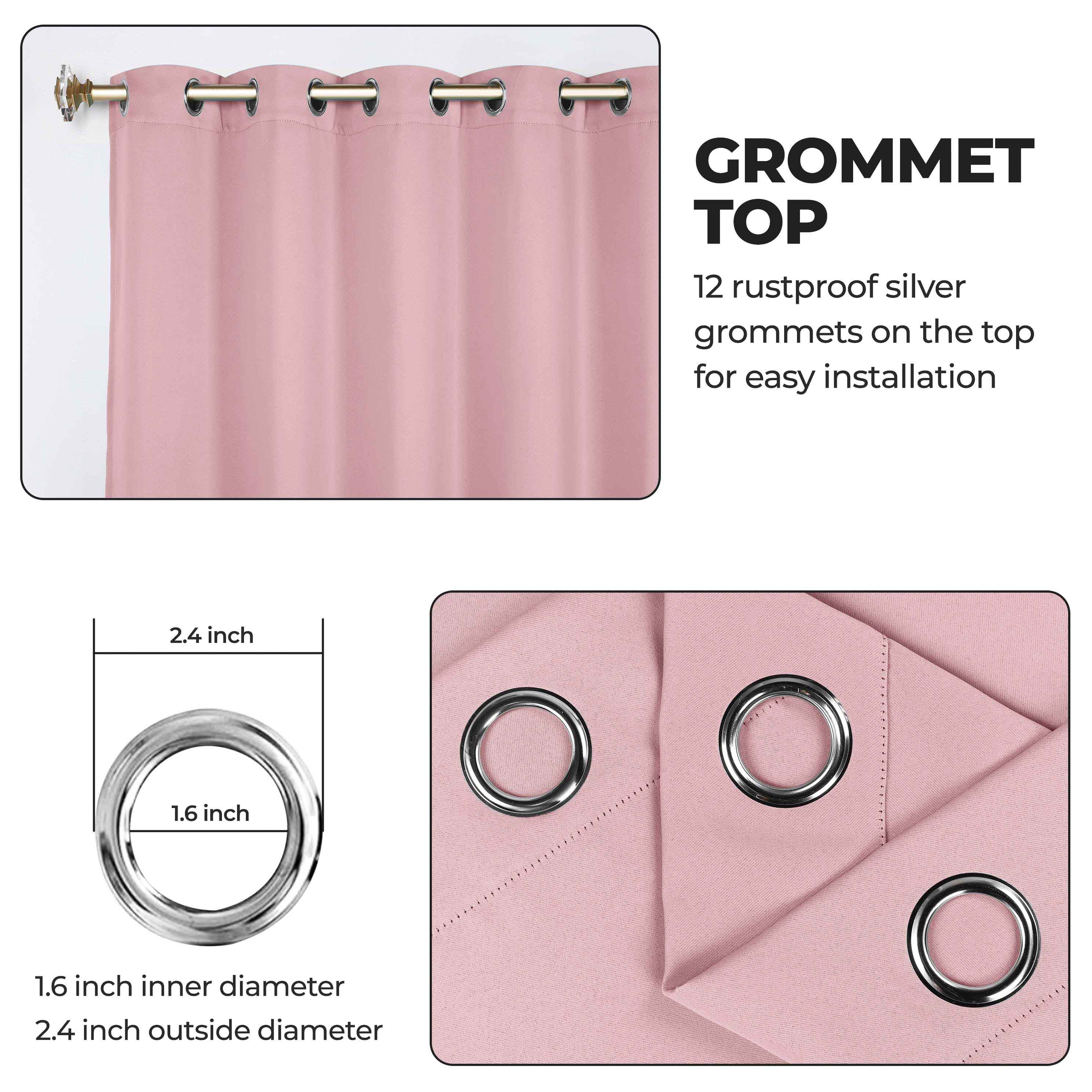 Machine Washable Blackout Curtains Set of 2 - Solid Color Room Darkening Window Treatments for Bedroom & Nursery - Blocks Light & Noise for Better Sleep