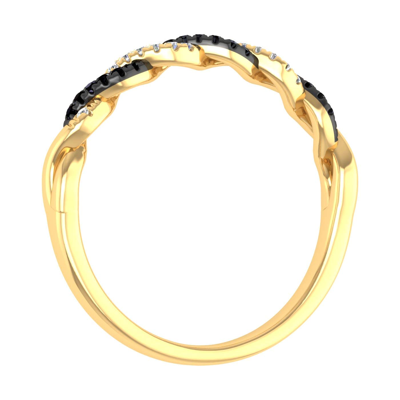 1/10 Carat Twisted Black & White Diamond Wedding Band Ring - 10K Solid Gold for Women - Elegant Bridal Jewelry for Engagement, Anniversary & Special Occasions