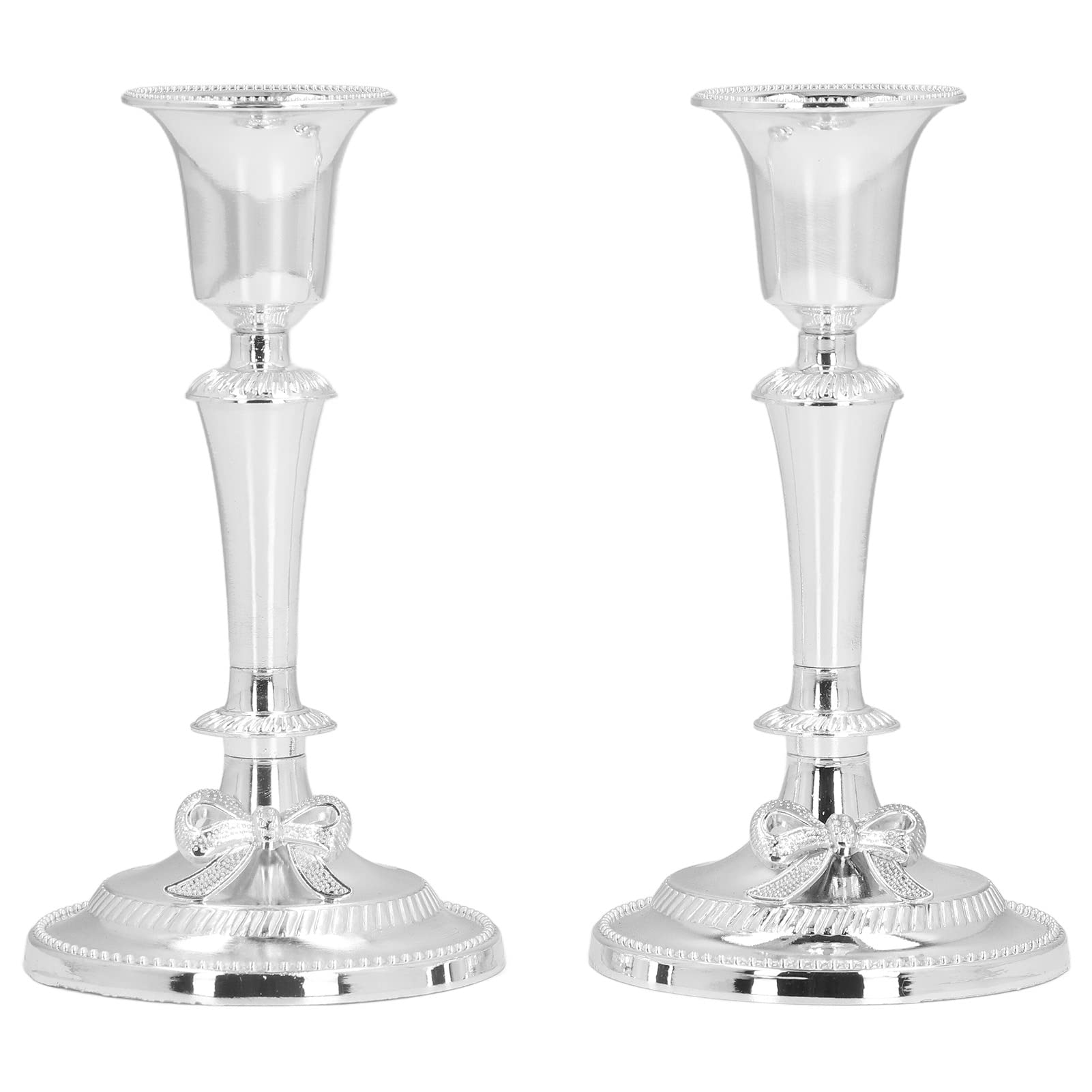Pssopp 2Pcs Silver Candlestick Holders - Elegant Candelabra for Taper Candles | Perfect for Sabbath, Weddings, Christmas & Home Decor | Vintage-Style Candle Holders for Dining Table, Mantel & Holiday Centerpieces