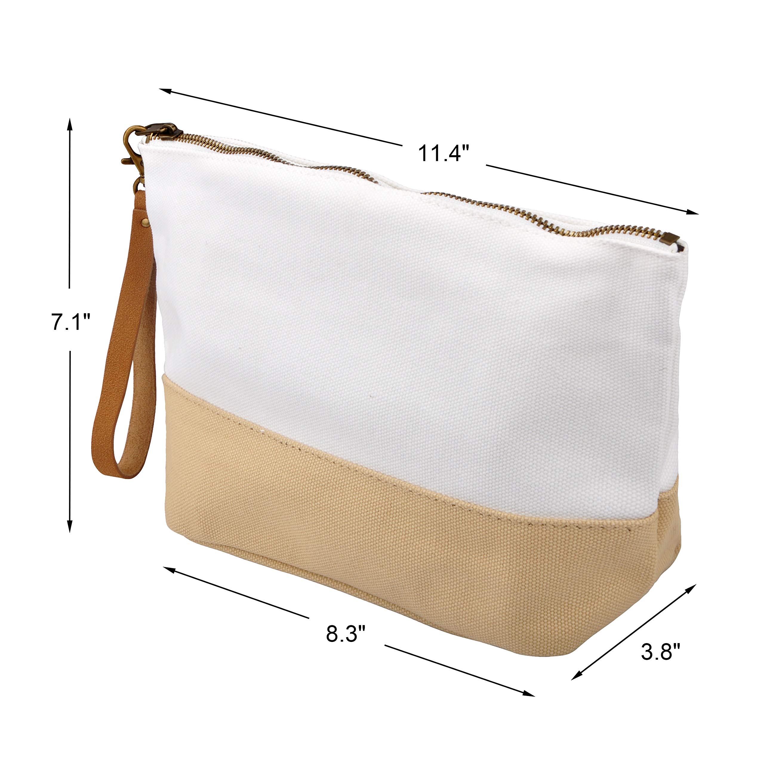 Minimalist Travel Makeup Bag - Waterproof Canvas Cosmetic Organizer with 1 Pocket for Toiletries, Cosmetics & Jewelry - Perfect for Travel, Gym & Daily Use