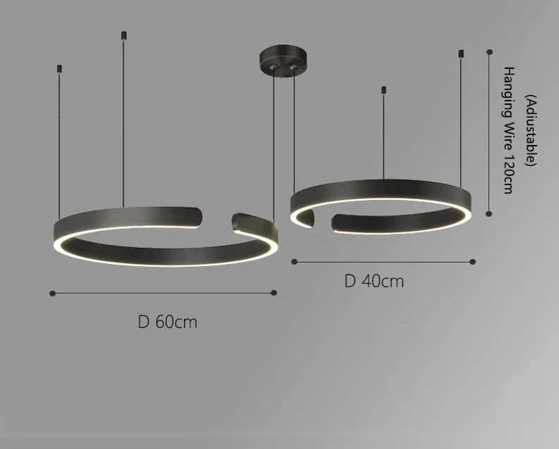 Elegant Minimalist Ring Chandelier Light Fixture - Aluminum Plated Modern Pendant Lighting for Dining Room, Bedroom & Living Room Decor