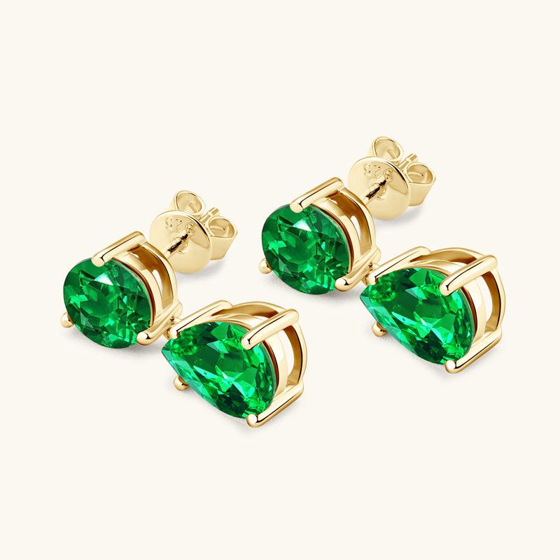 Vibrant Water Drop Emerald Drop Earrings for Women - Elegant Green Gemstone Dangle Earrings - Perfect for Weddings, Parties & Special Occasions