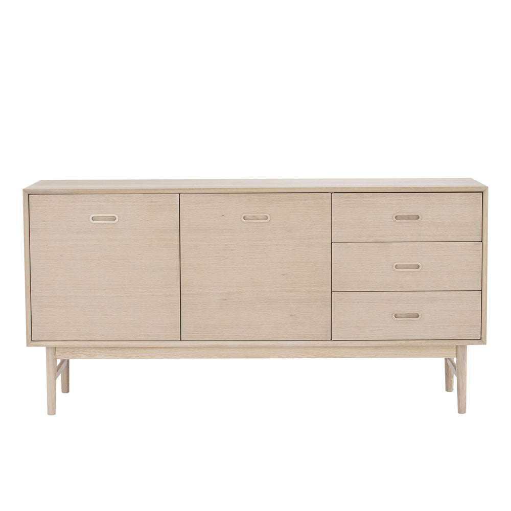 HAYTON 160cm White Oak Sideboard - Modern Storage Cabinet for Living Room, Dining Room & Entryway