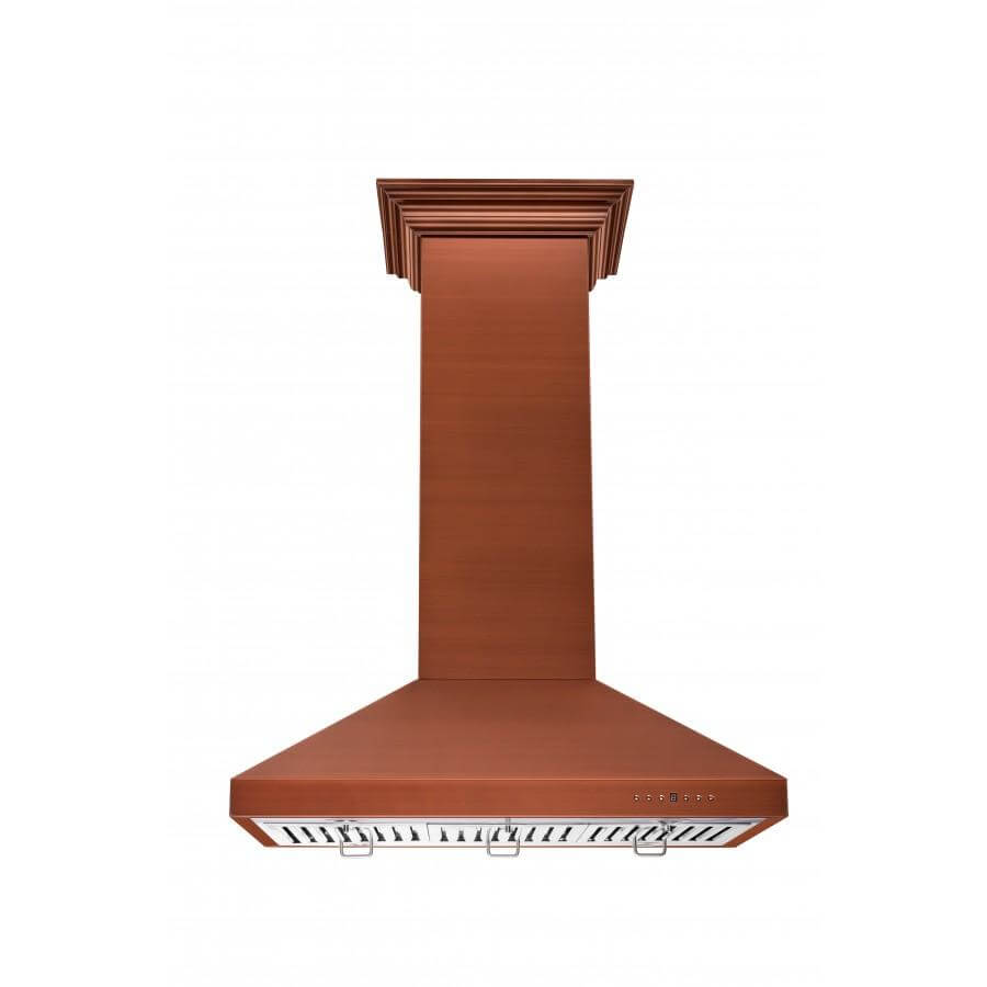ZLINE 36 Inch Designer Series Copper Island Mount Range Hood (8KL3iC 36) - Premium Kitchen Ventilation for Modern Homes, Perfect for Open Concept Kitchens and Cooking Areas