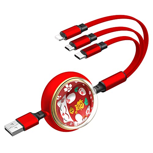 LAFALInK 3-in-1 Retractable USB Charging Cable 3.6Ft - Fast Charger Cord with Type C/Micro USB/Lightning Ports (3A) - Compatible with iPhone, Samsung, iPad, Tablets & More - Perfect for Travel, Office & Home Charging