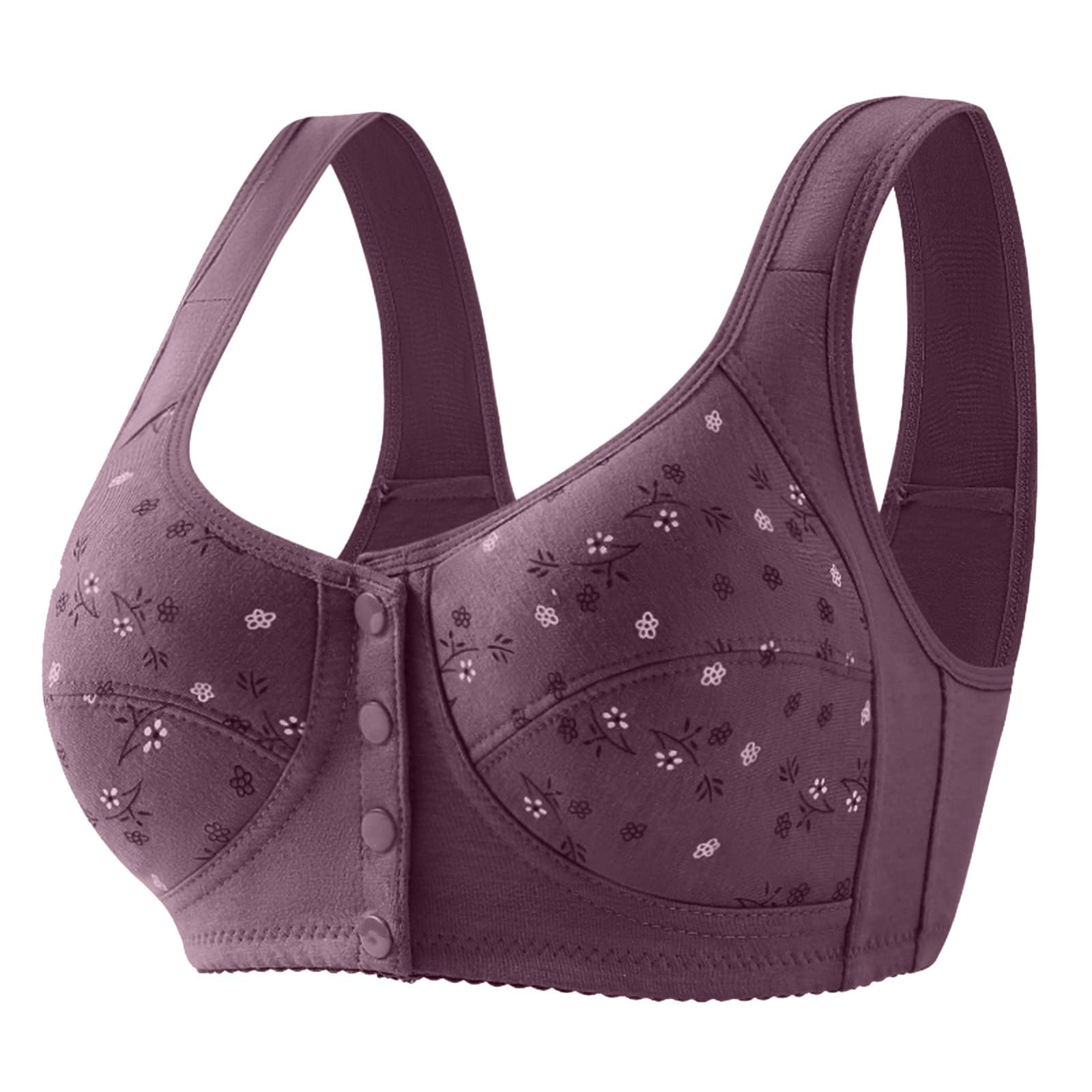 Women's Front Closure Push Up Bra - Wireless Comfort Bra with Front Button, Plus Size Daisy Lace Design - Perfect for Everyday Wear, Workouts & Special Occasions