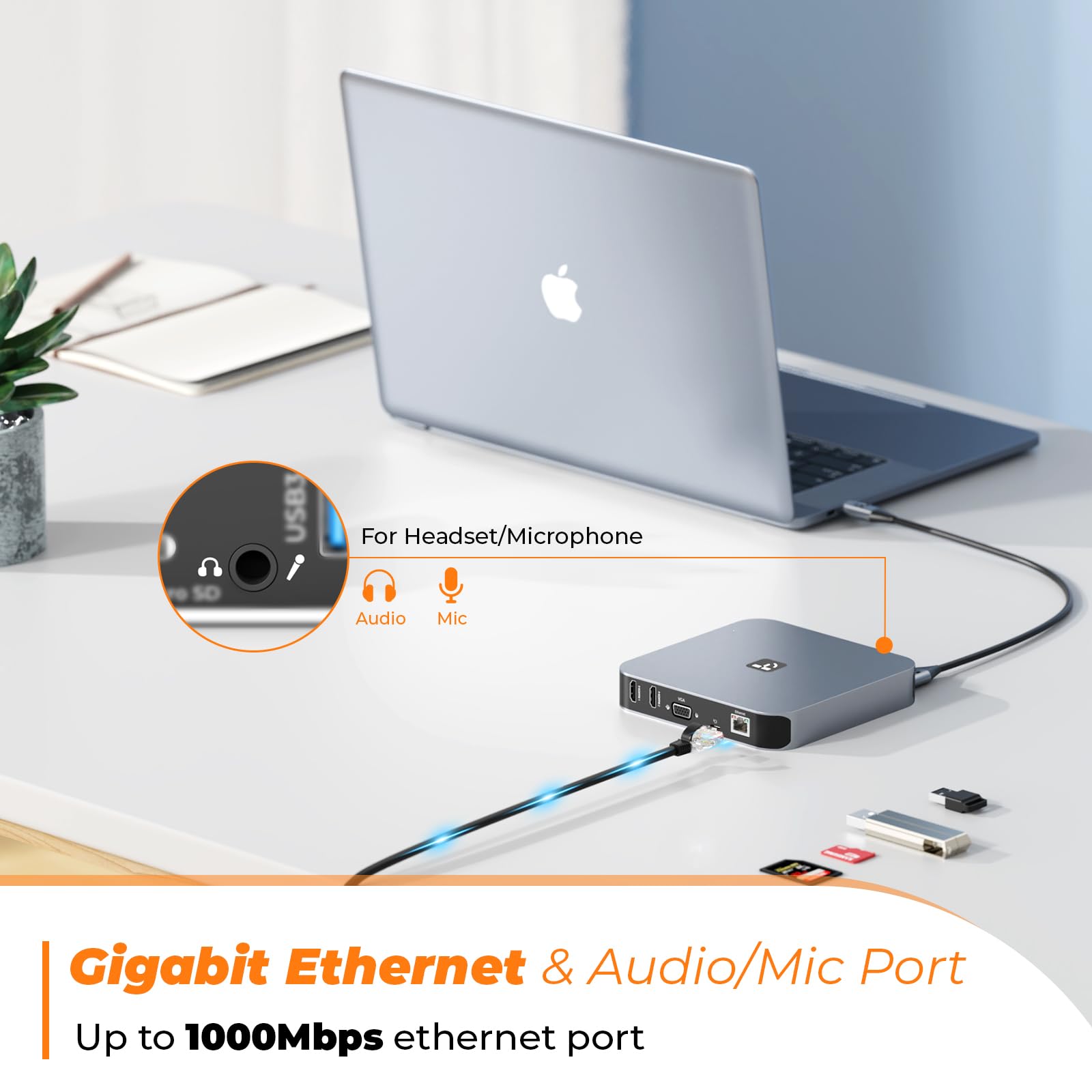 13-in-1 USB C Docking Station with Dual HDMI & 65W PD - Triple Display Dock for Mac Mini M4/M1/M2/M3, MacBook Pro/Air, Dell, HP, Lenovo, Surface - Includes VGA, 4 USB 3.0, Ethernet Port - Perfect for Home Office & Multi-Monitor Workstations