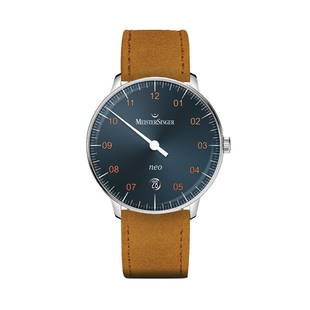 Neo Automatic 36mm Grey Watch for Men - Genuine Velour Leather Strap - Classic Minimalist Design - Perfect for Business, Casual & Formal Occasions