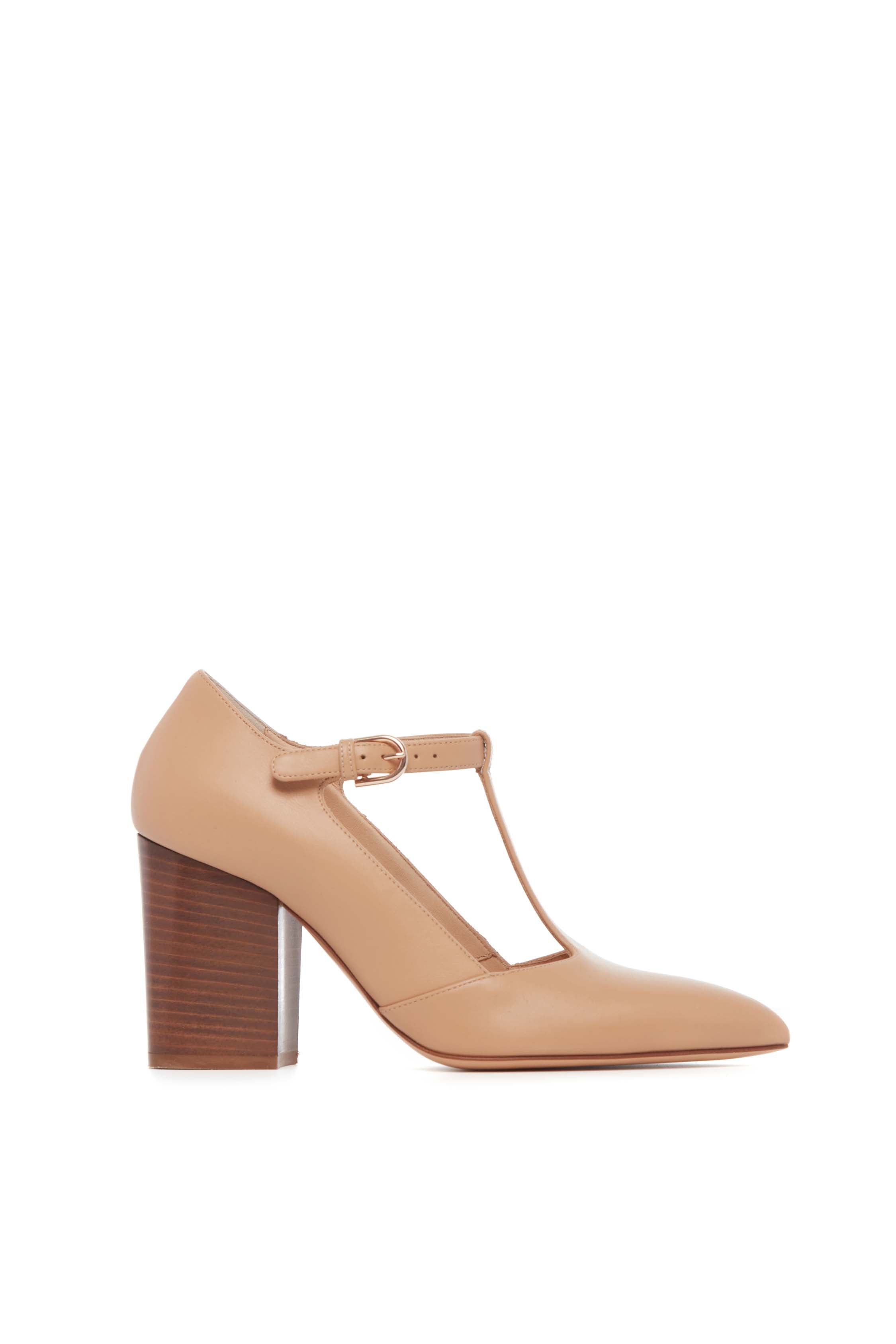 Triana Dark Camel Leather Block Heel Pump Shoes for Women - Comfortable & Stylish Office & Party Wear