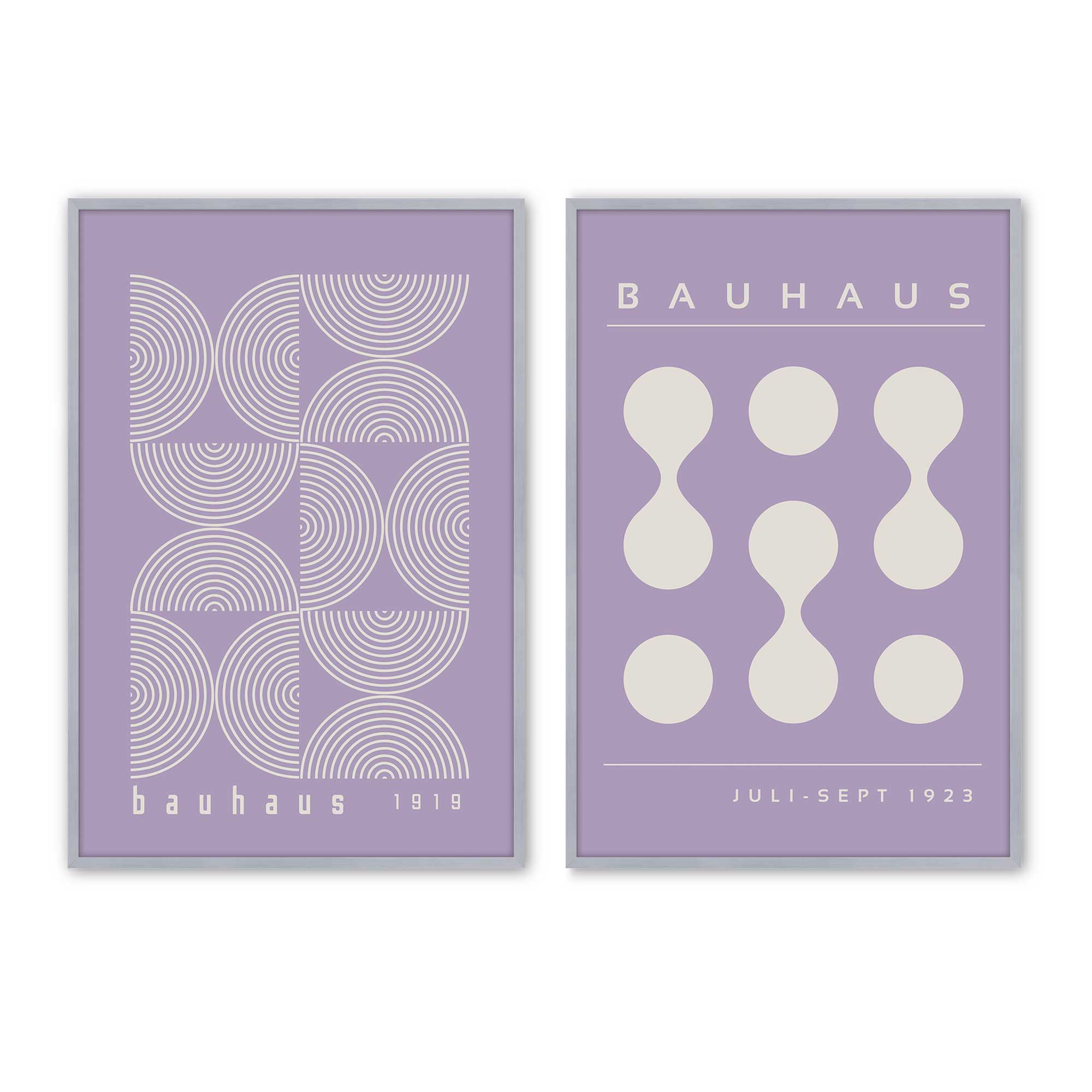 Bauhaus Flow and Composition in Purple II - Set of 2 Modern Art Prints for Home & Office Decor | Abstract Wall Art for Living Room, Bedroom or Workspace
