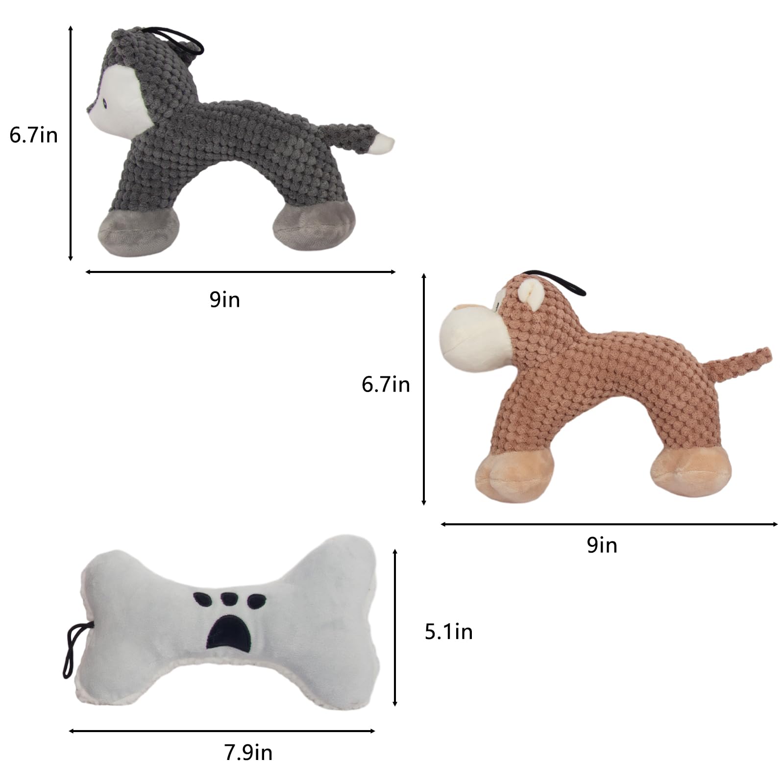 Durable Squeaky Dog Chew Toys for Puppies - No Stuffing Plush for Small to Large Breeds - Perfect for Teething & Playtime