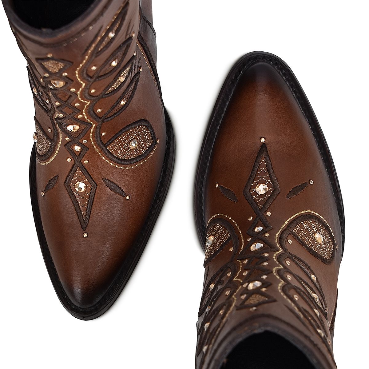 Women's Brown Western Cowgirl Ankle Boots - Genuine Cowhide Leather for Comfort & Style | Perfect for Rodeo, Country Dancing & Casual Wear