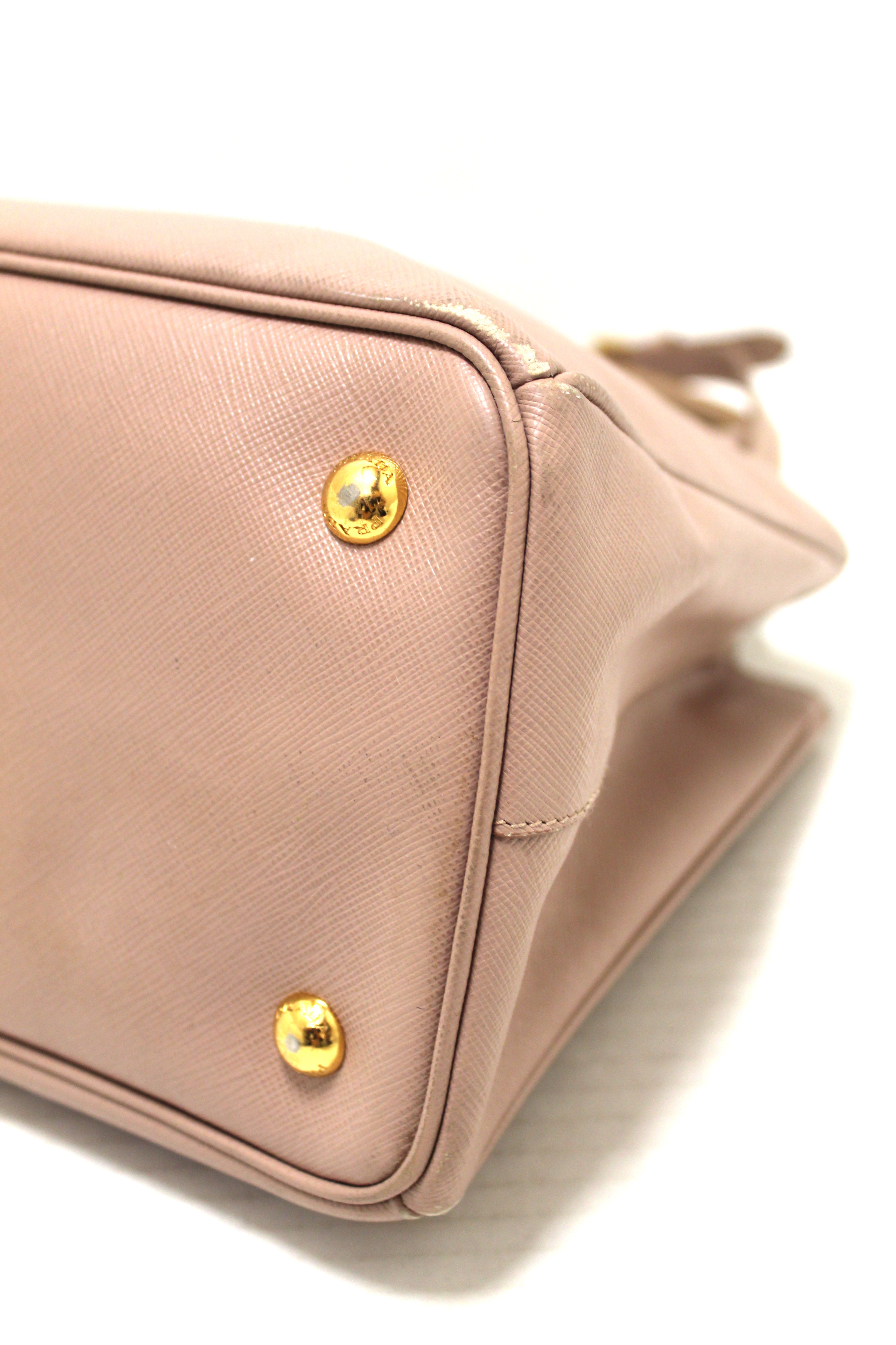 Authentic Prada Light Pink Galleria Saffiano Lux Leather Medium Tote Bag for Women - Luxury Designer Handbag for Work, Travel & Everyday Use