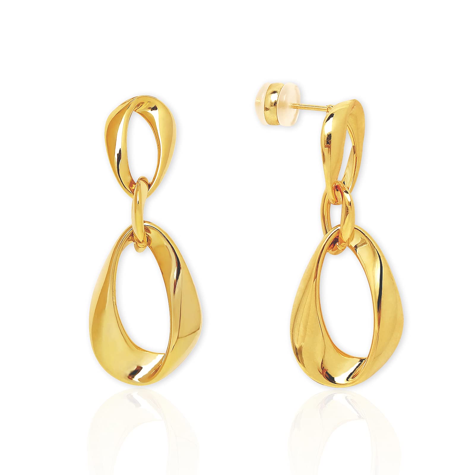 18K Gold Plated Geometric Drop Dangle Earrings for Women & Teen Girls - Chunky Statement Jewelry for Parties, Weddings & Everyday Wear