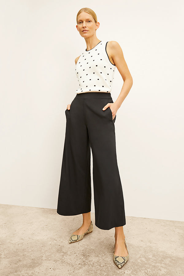 Elena Travel Culotte Pants - OrigamiTech Wrinkle-Free Black Wide Leg Pants for Women | Perfect for Business Trips, Vacations & Casual Wear