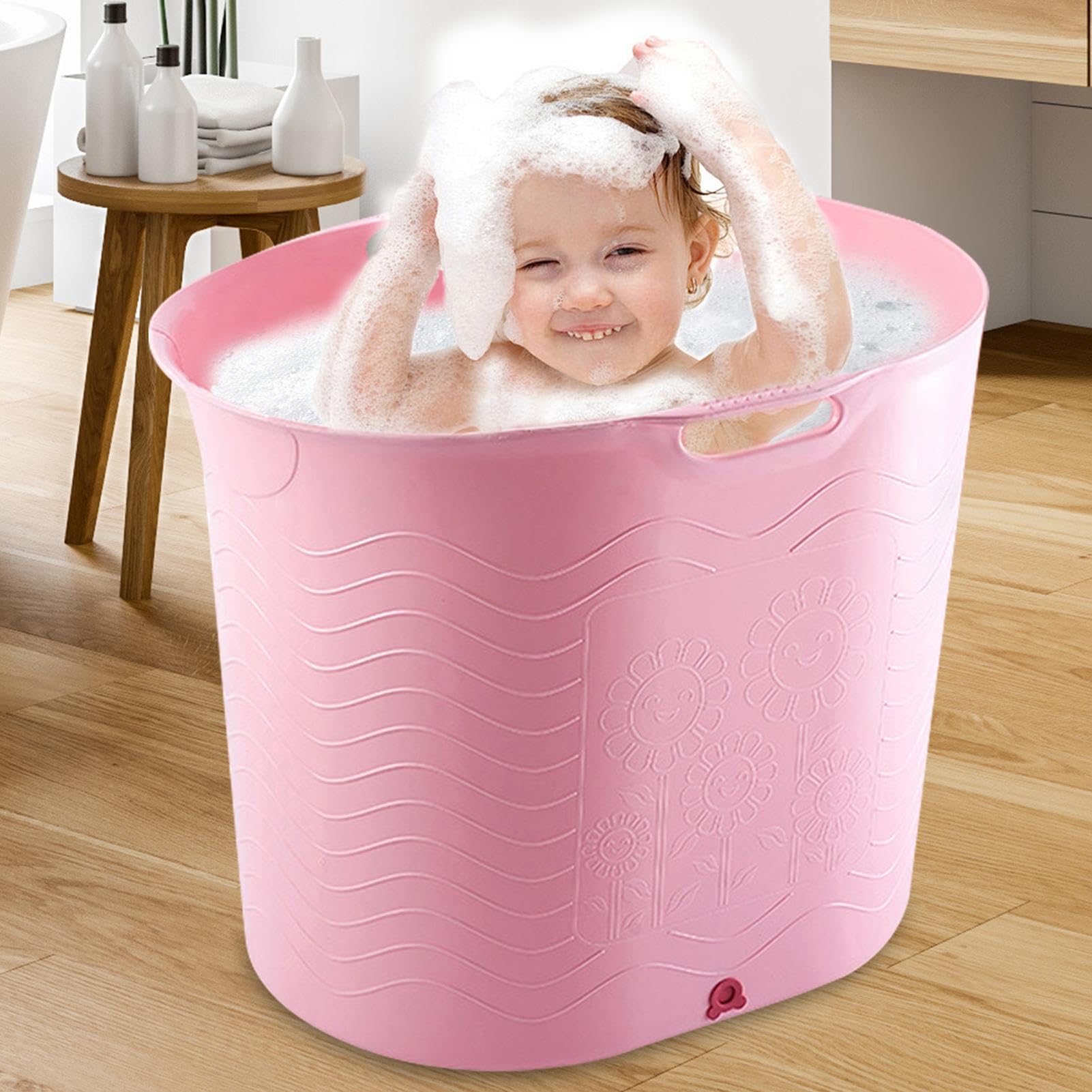 Thickened & Comfortable Baby Bathtub - High Temperature Resistant Portable Infant Bath Bucket for Travel & Home Use - Safe Toddler Bathing Supplies for Newborns & Kids