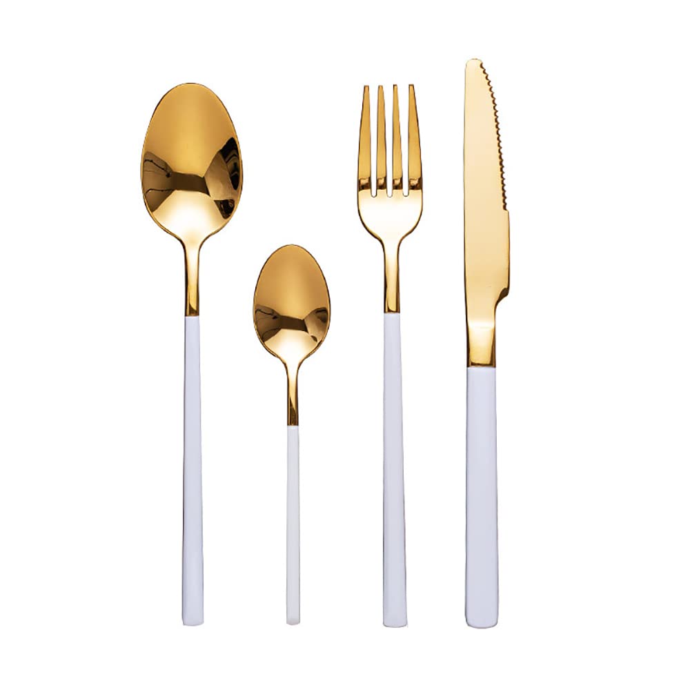Premium 18/10 Stainless Steel Flatware Set for 6 - 24-Piece Luxury Silverware with White Handles - Modern Cutlery Set for Home, Restaurant, Wedding & Party - Elegant Dining Tableware for Everyday Use & Special Occasions