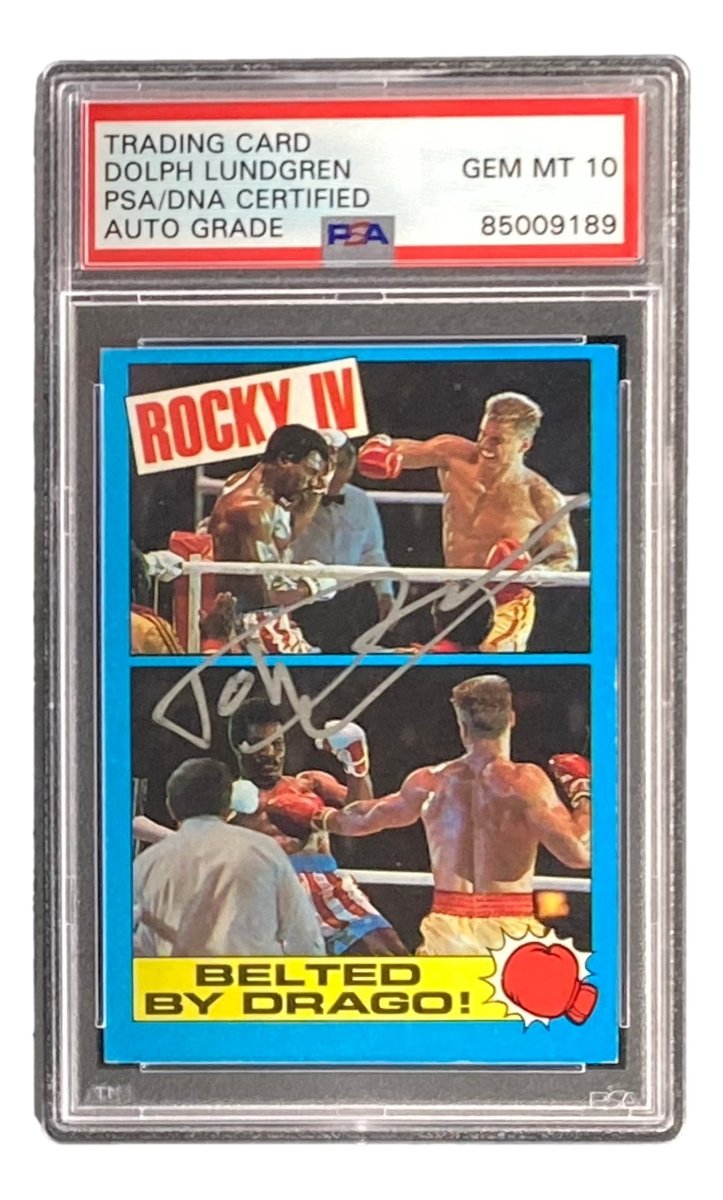Dolph Lundgren Autographed Ivan Drago 1985 Topps #21 Rocky IV Trading Card - PSA/DNA Certified Gem Mint 10 - Rare Collectible for Movie Memorabilia Fans & Sports Card Collectors - Perfect for Display, Investment or Gift Giving