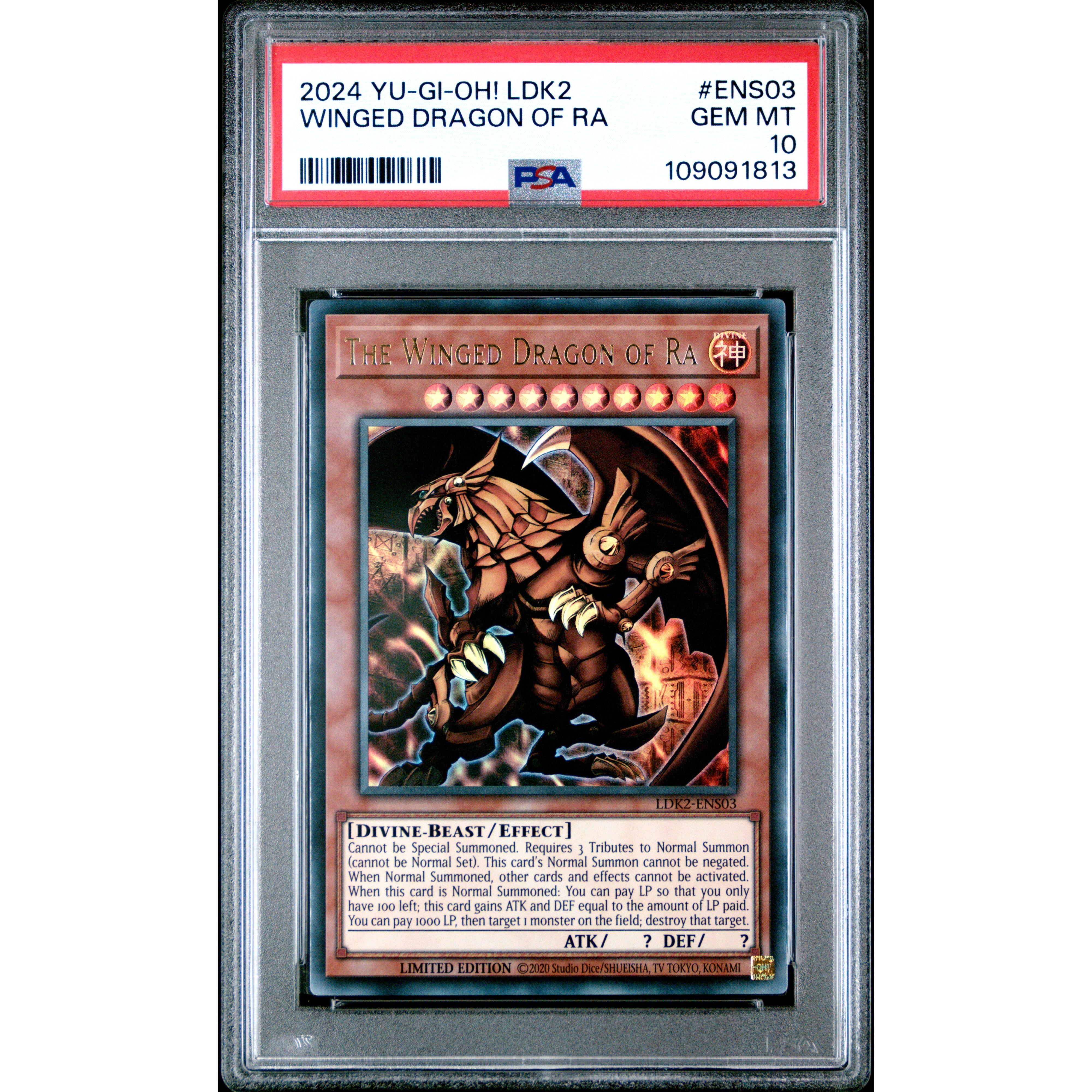 2024 Yu-Gi-Oh! Legendary Decks II Winged Dragon of Ra ENS03 PSA 10 Graded Card - Collectible Trading Card Game for Tournaments & Display