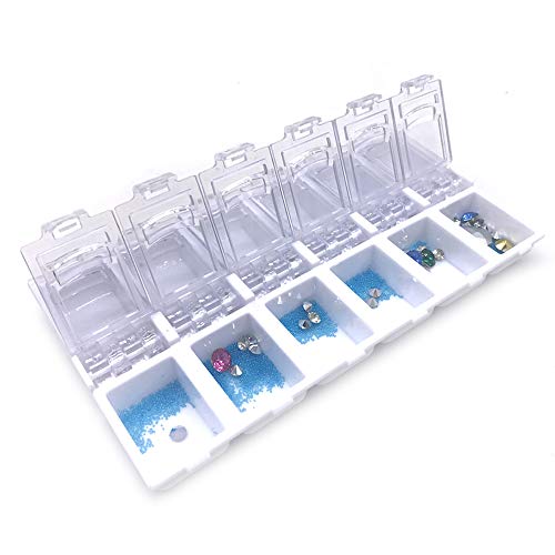 12-Cell Nail Polish Organizer Box - Portable Manicure Display Case for False Nails, Glitter & Rhinestone Beads Storage - Empty White Nail Art Organizer for Salon, Travel & Home Use