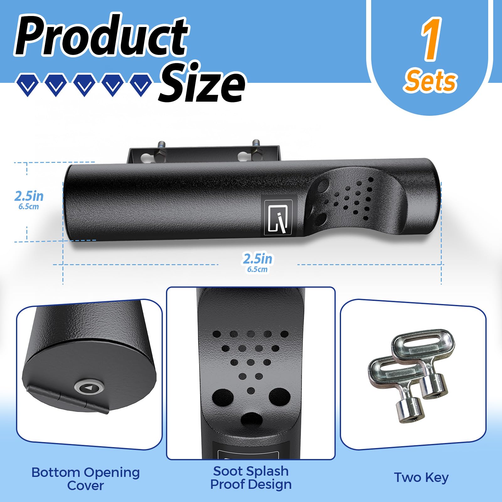 Wall-Mount Outdoor Cigarette Receptacle - Commercial Smoking Ashtray for Public Spaces, Black Metal Cigarette Bin with Easy-Clean Design - Perfect for Restaurants, Parks & Office Buildings