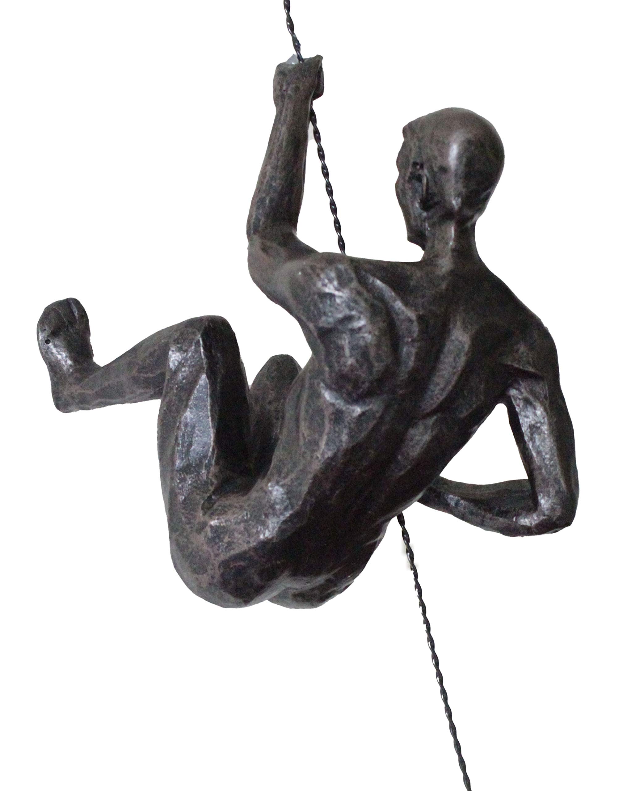 5X Large Bronze Climbing & Abseiling Wall Art Decor - Set of 5 Resin & Metal Bungee Jumping Men Figurines - Perfect for Adventure-Themed Home Decor, Office Display, and Gift for Outdoor Enthusiasts