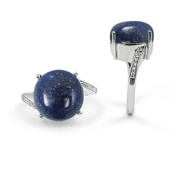 14K Gold Lapis Lazuli Gemstone Ring with Round White Cubic Zirconia Stones - Elegant Birthstone Jewelry for Women, Perfect Gift for Anniversary, Birthday & Special Occasions