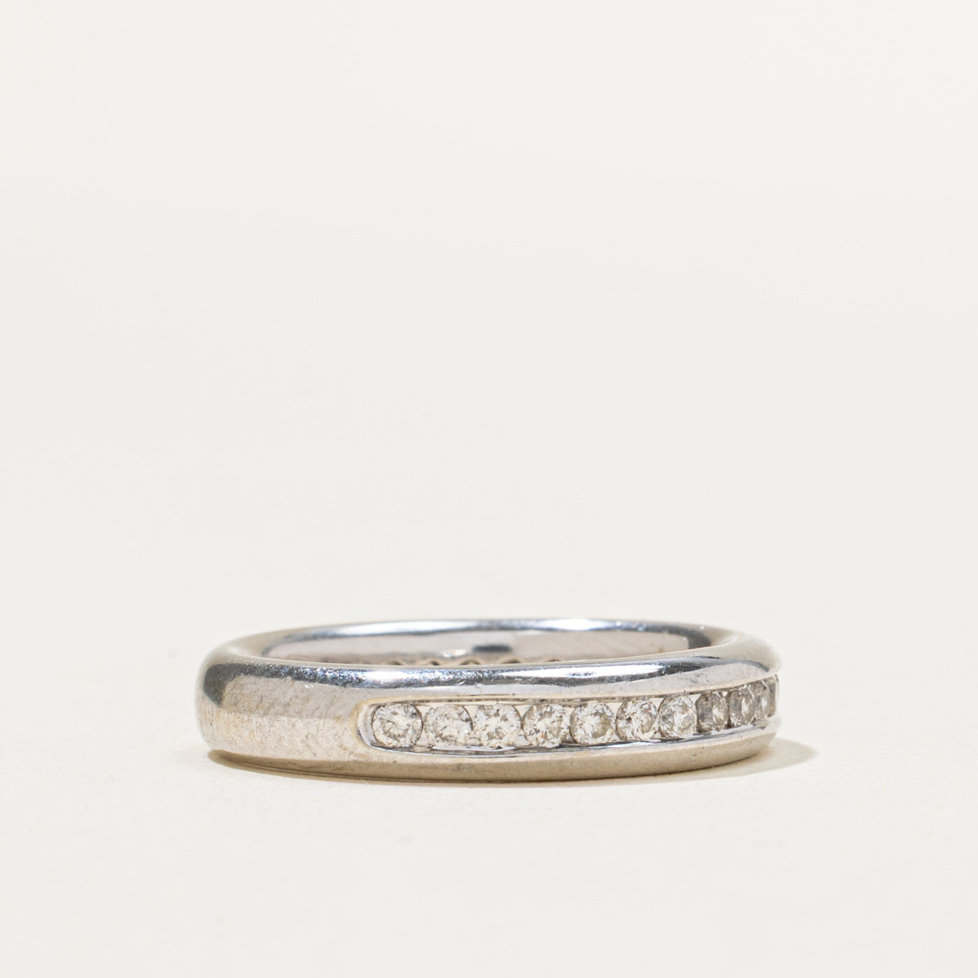Channel Set Semi Eternity Diamond Wedding Band - 0.50ctw Round Cut Diamond Ring - Size 5 - Perfect for Anniversary, Engagement, or Bridal Jewelry Gift