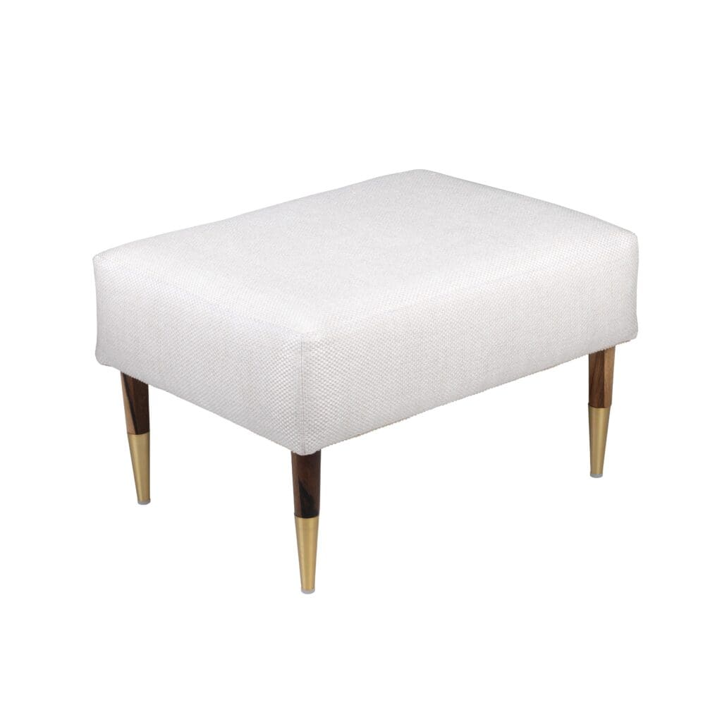 Cyan Design 11818 Oscar Ottoman in Light Brown and Cream - Stylish Footstool for Living Room, Bedroom & Home Decor